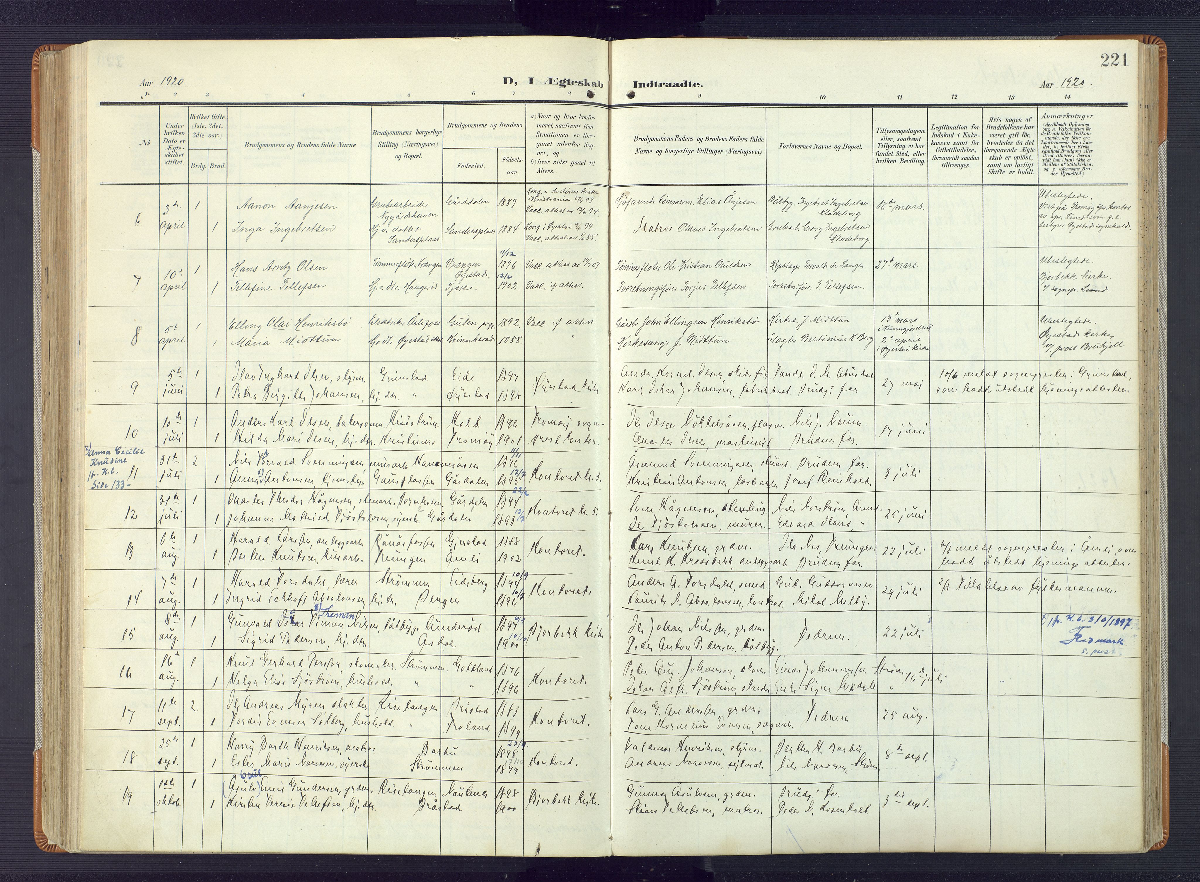 Øyestad sokneprestkontor, AV/SAK-1111-0049/F/Fa/L0019: Ministerialbok nr. A 19, 1908-1922, s. 221