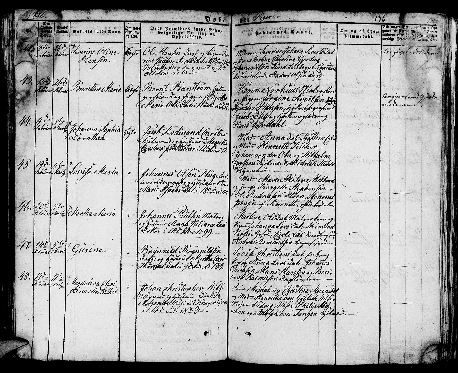 Domkirken sokneprestembete, AV/SAB-A-74801/H/Hab/L0005: Klokkerbok nr. A 5, 1821-1830, s. 136