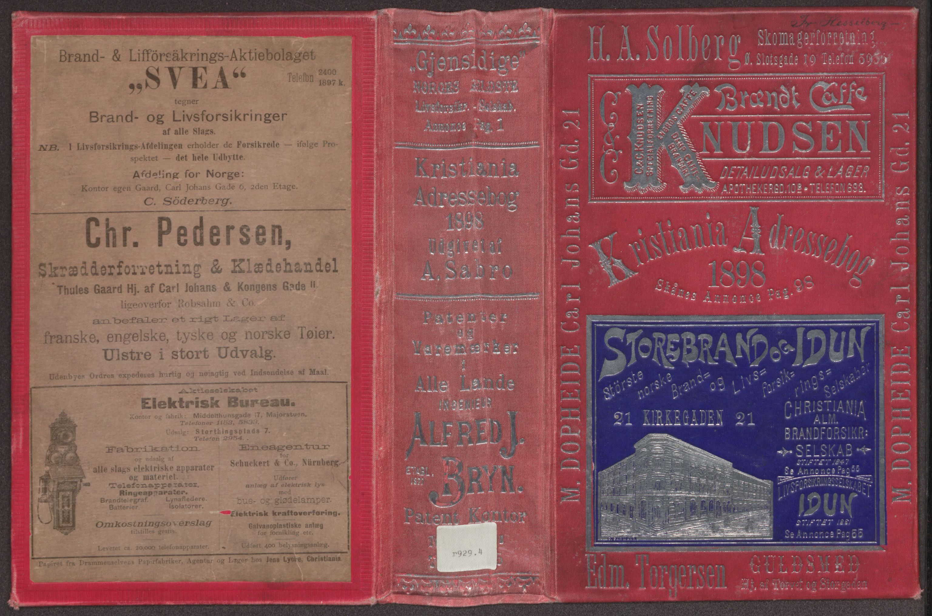 Kristiania/Oslo adressebok, PUBL/-, 1898