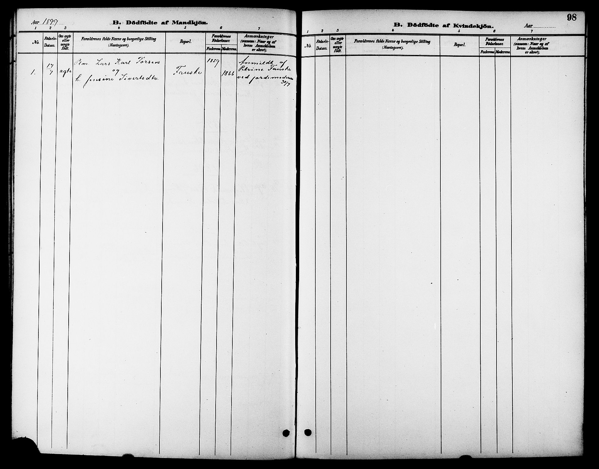 Ministerialprotokoller, klokkerbøker og fødselsregistre - Møre og Romsdal, SAT/A-1454/523/L0340: Klokkerbok nr. 523C03, 1892-1902, s. 98