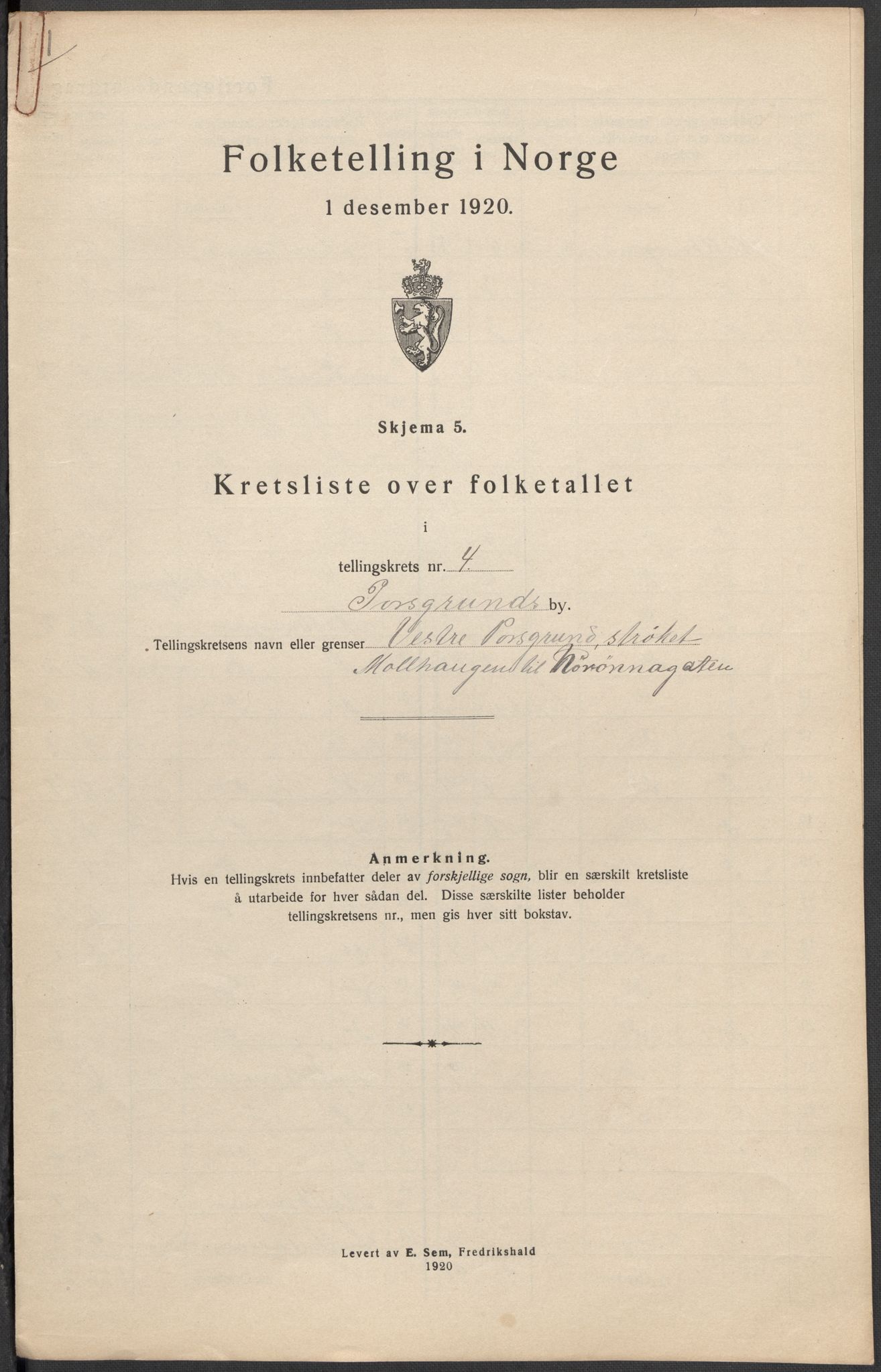 SAKO, Folketelling 1920 for 0805 Porsgrunn kjøpstad, 1920, s. 33