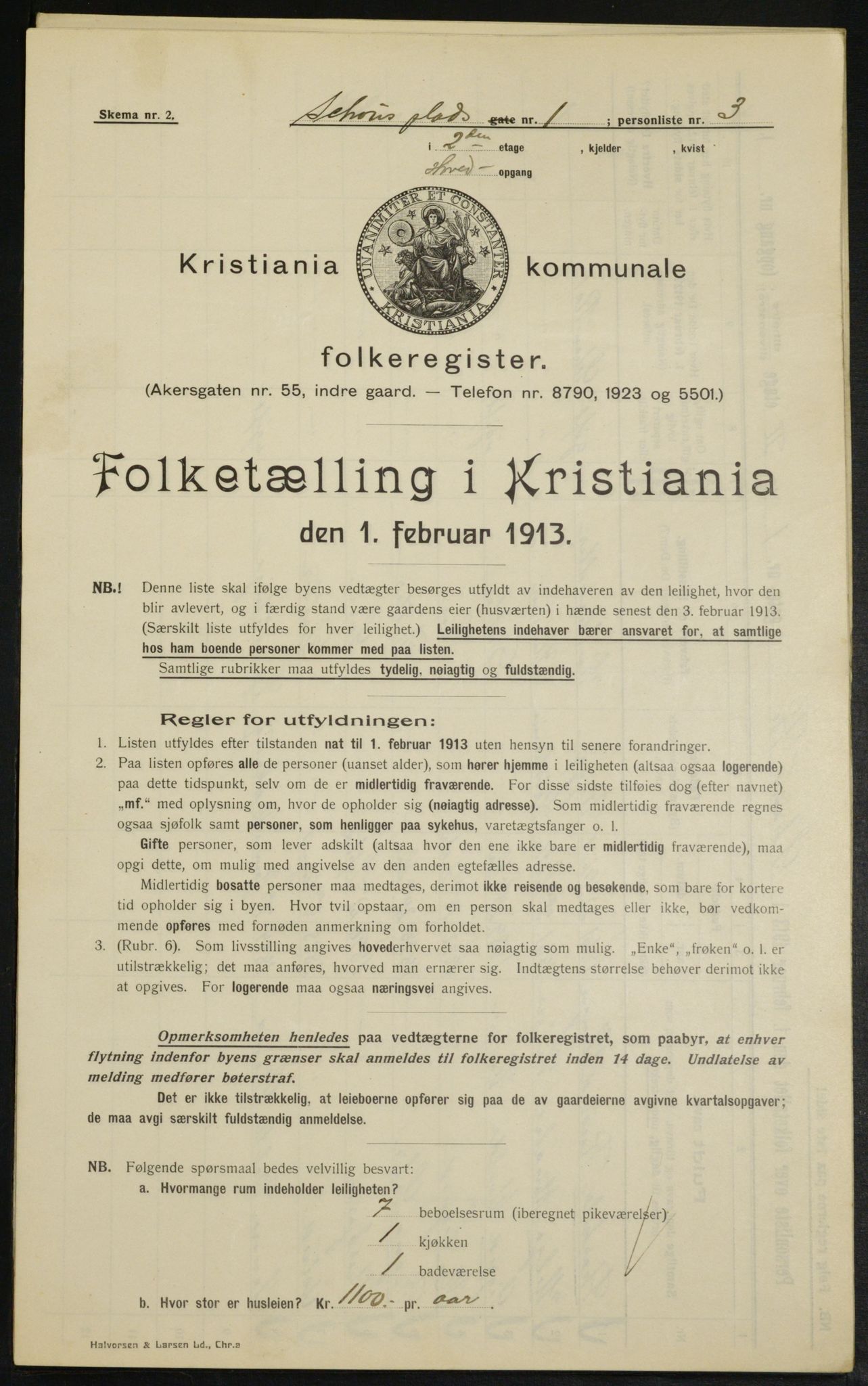 OBA, Kommunal folketelling 1.2.1913 for Kristiania, 1913, s. 90261