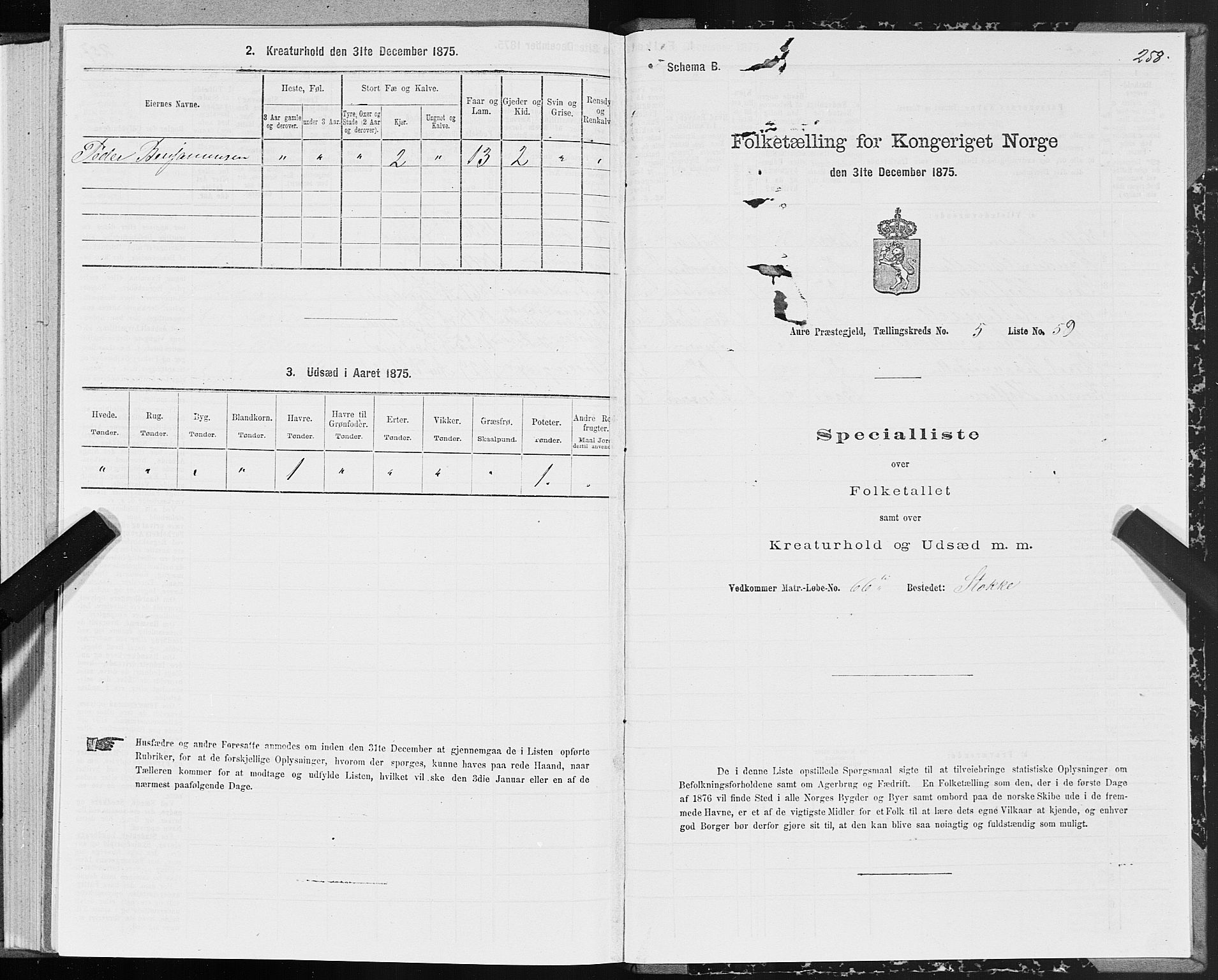 SAT, Folketelling 1875 for 1569P Aure prestegjeld, 1875, s. 4258