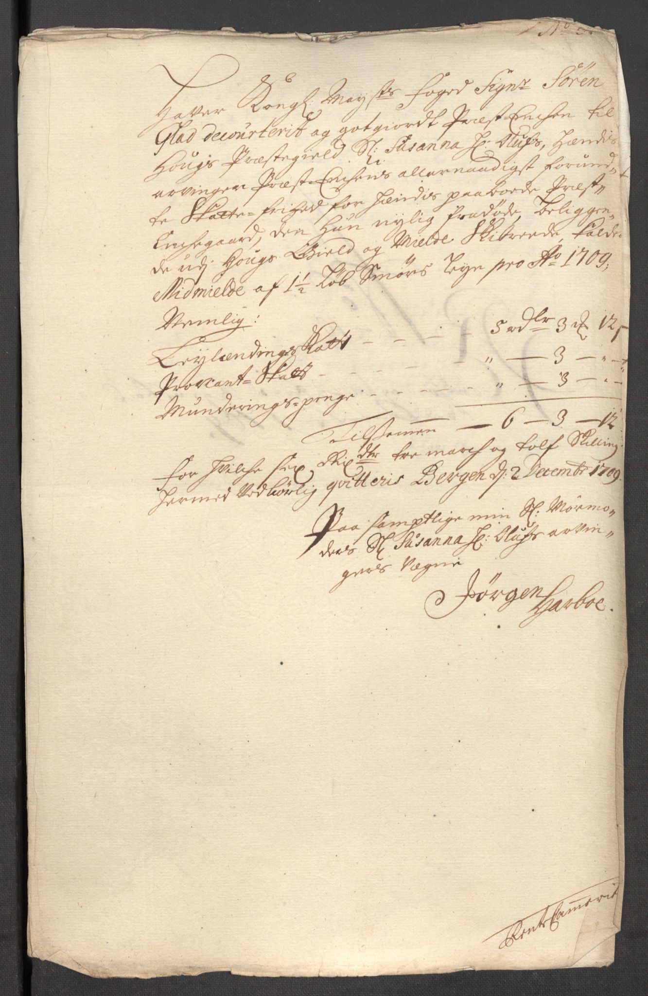 Rentekammeret inntil 1814, Reviderte regnskaper, Fogderegnskap, RA/EA-4092/R51/L3190: Fogderegnskap Nordhordland og Voss, 1709, s. 201