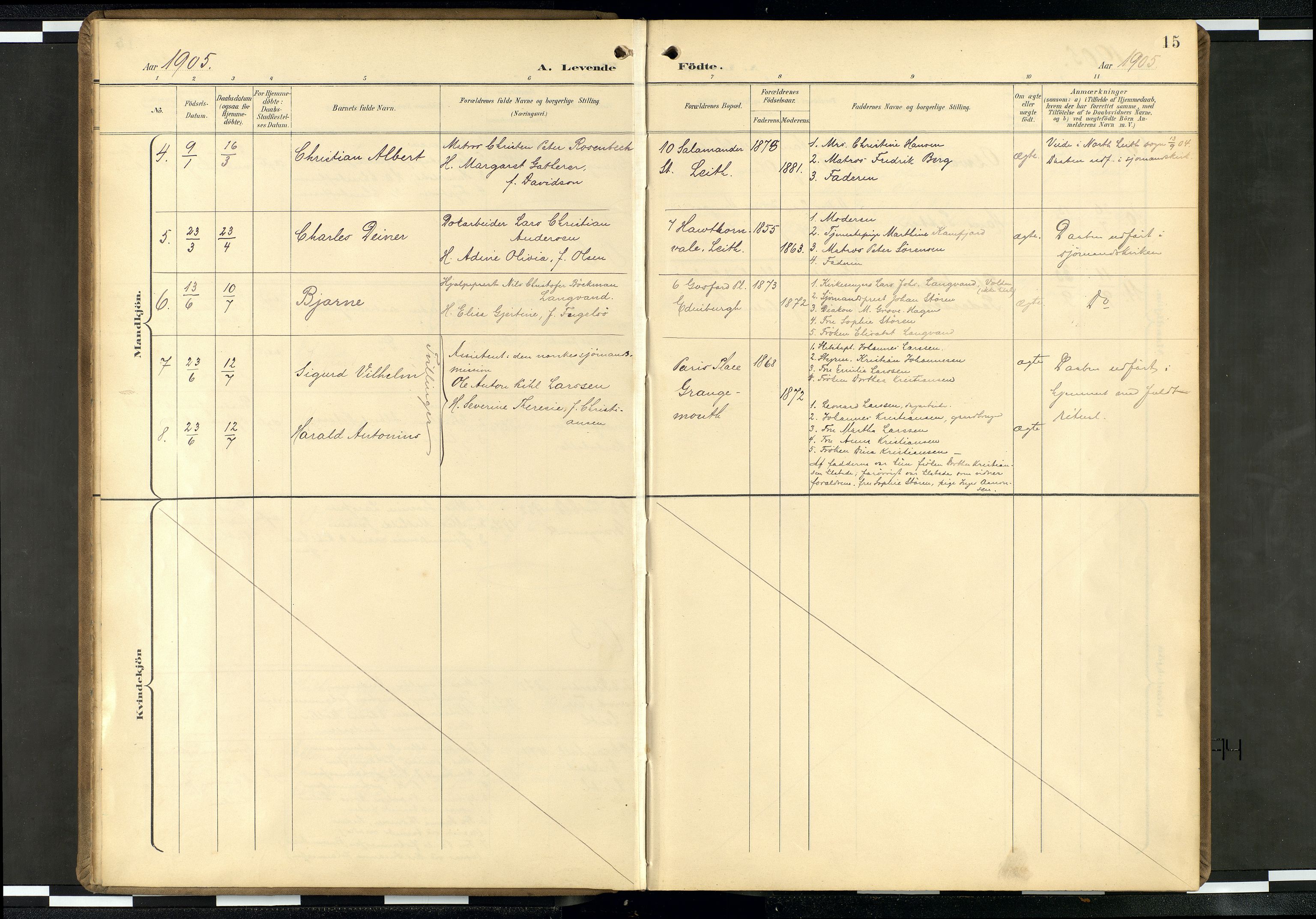 Den norske sjømannsmisjon i utlandet/Skotske havner (Leith, Glasgow), AV/SAB-SAB/PA-0100/H/Ha/Haa/L0004: Ministerialbok nr. A 4, 1899-1949, s. 14b-15a