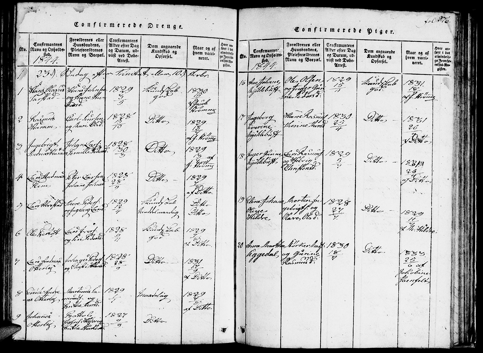 Ministerialprotokoller, klokkerbøker og fødselsregistre - Møre og Romsdal, SAT/A-1454/536/L0506: Klokkerbok nr. 536C01, 1818-1859, s. 276