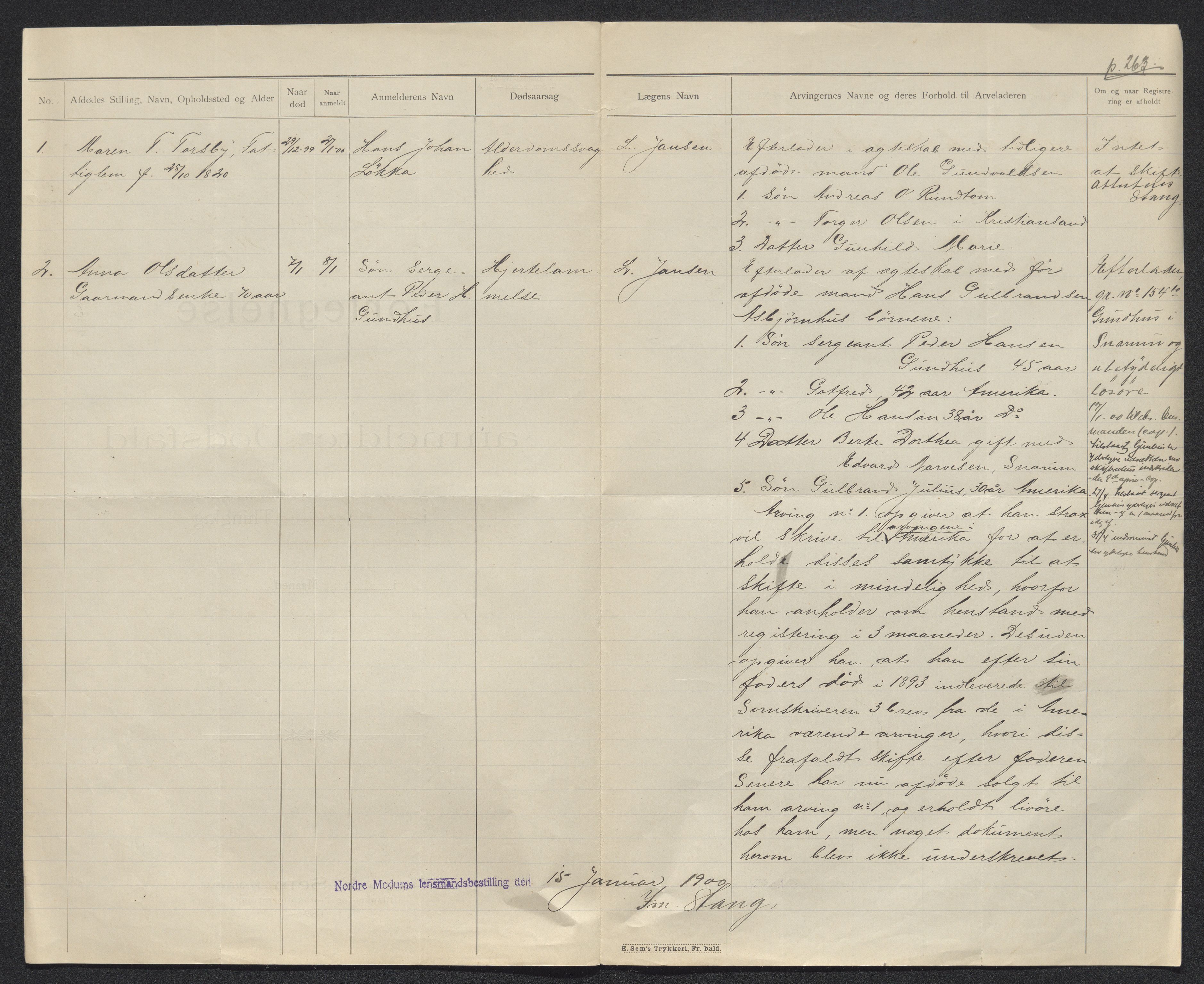 Eiker, Modum og Sigdal sorenskriveri, AV/SAKO-A-123/H/Ha/Hab/L0027: Dødsfallsmeldinger, 1900, s. 319