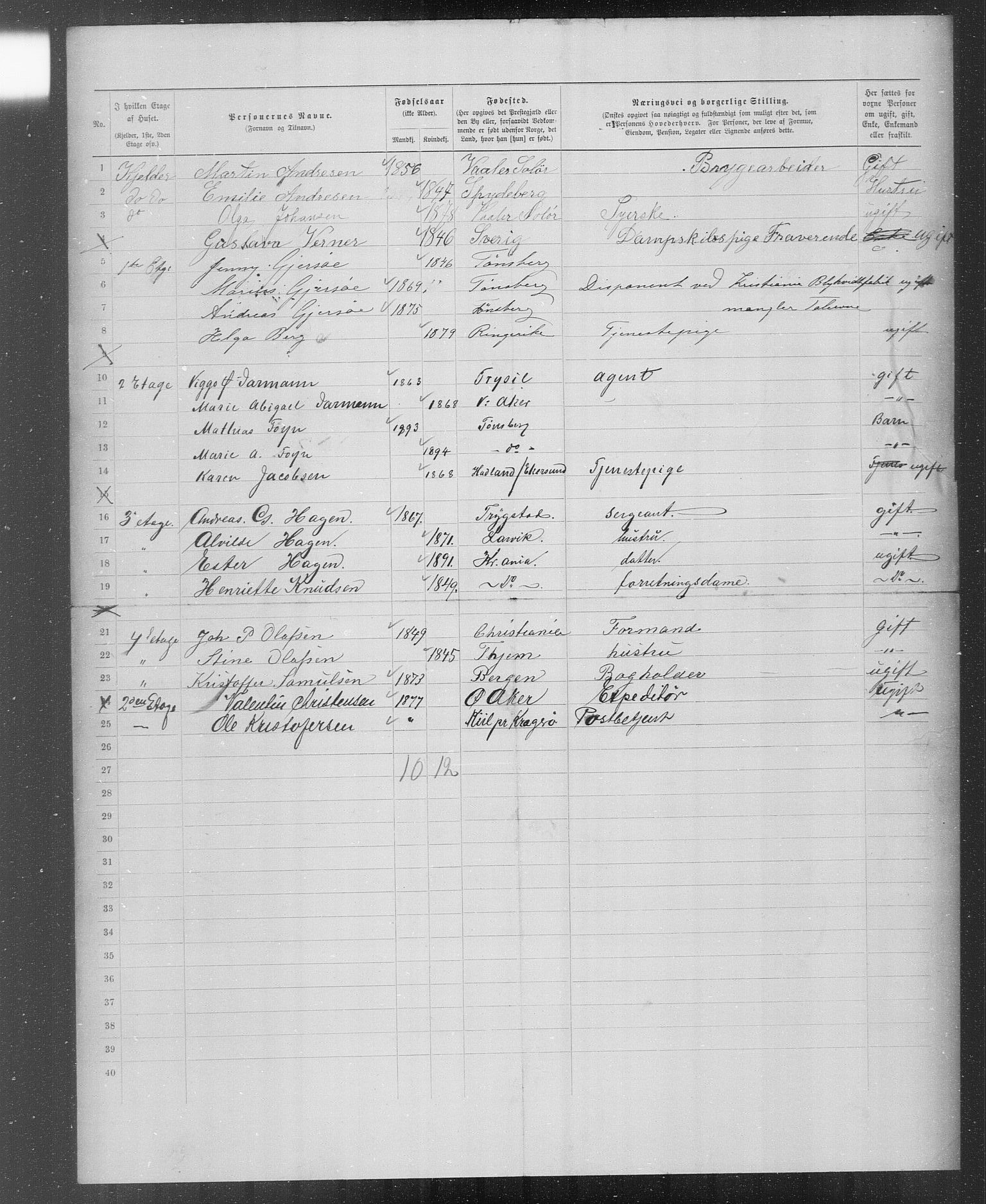 OBA, Kommunal folketelling 31.12.1899 for Kristiania kjøpstad, 1899, s. 3986