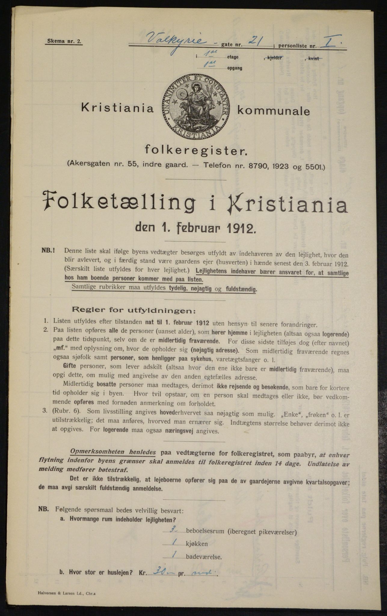 OBA, Kommunal folketelling 1.2.1912 for Kristiania, 1912, s. 121805