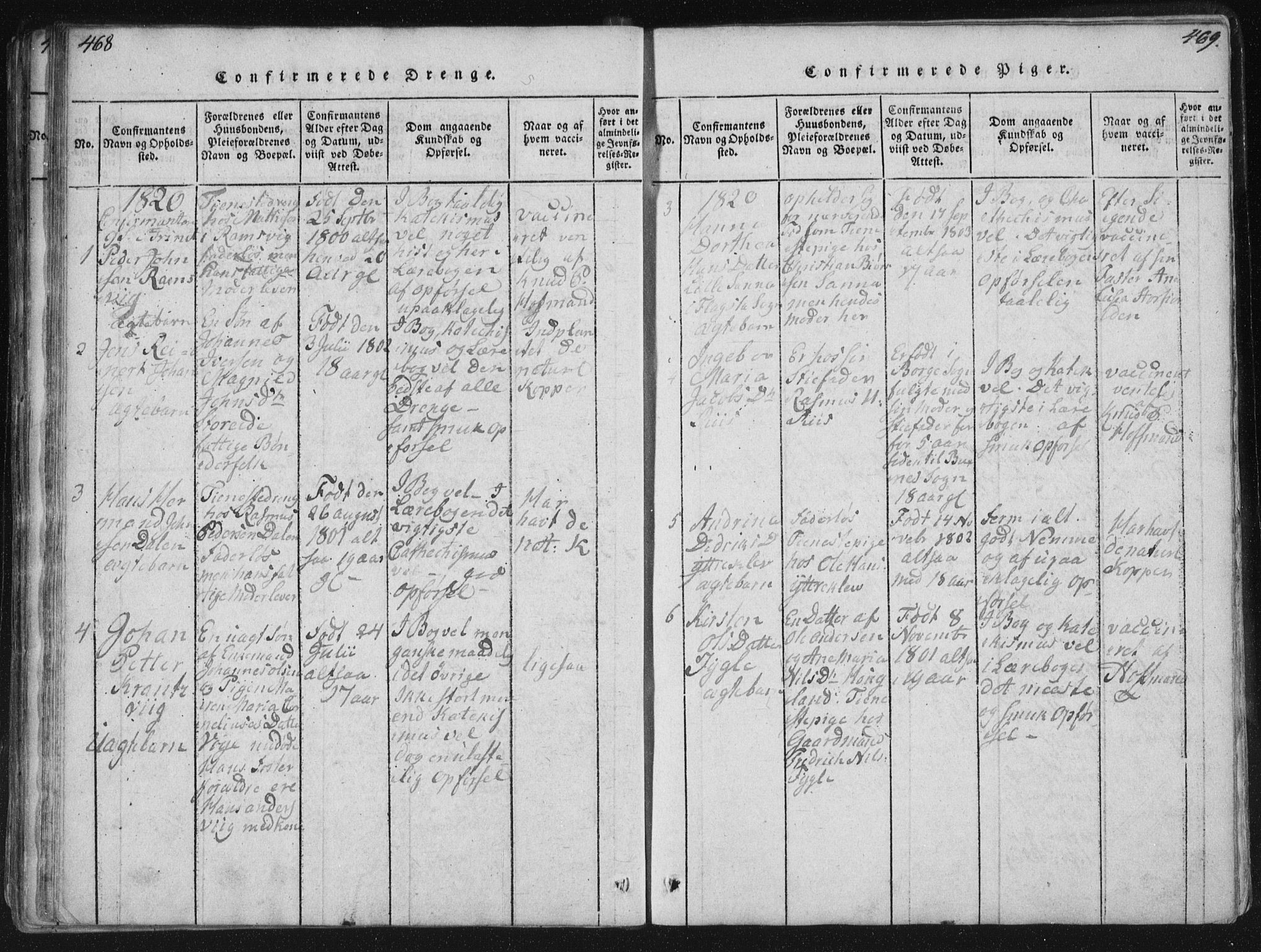 Ministerialprotokoller, klokkerbøker og fødselsregistre - Nordland, AV/SAT-A-1459/881/L1164: Klokkerbok nr. 881C01, 1818-1853, s. 468-469