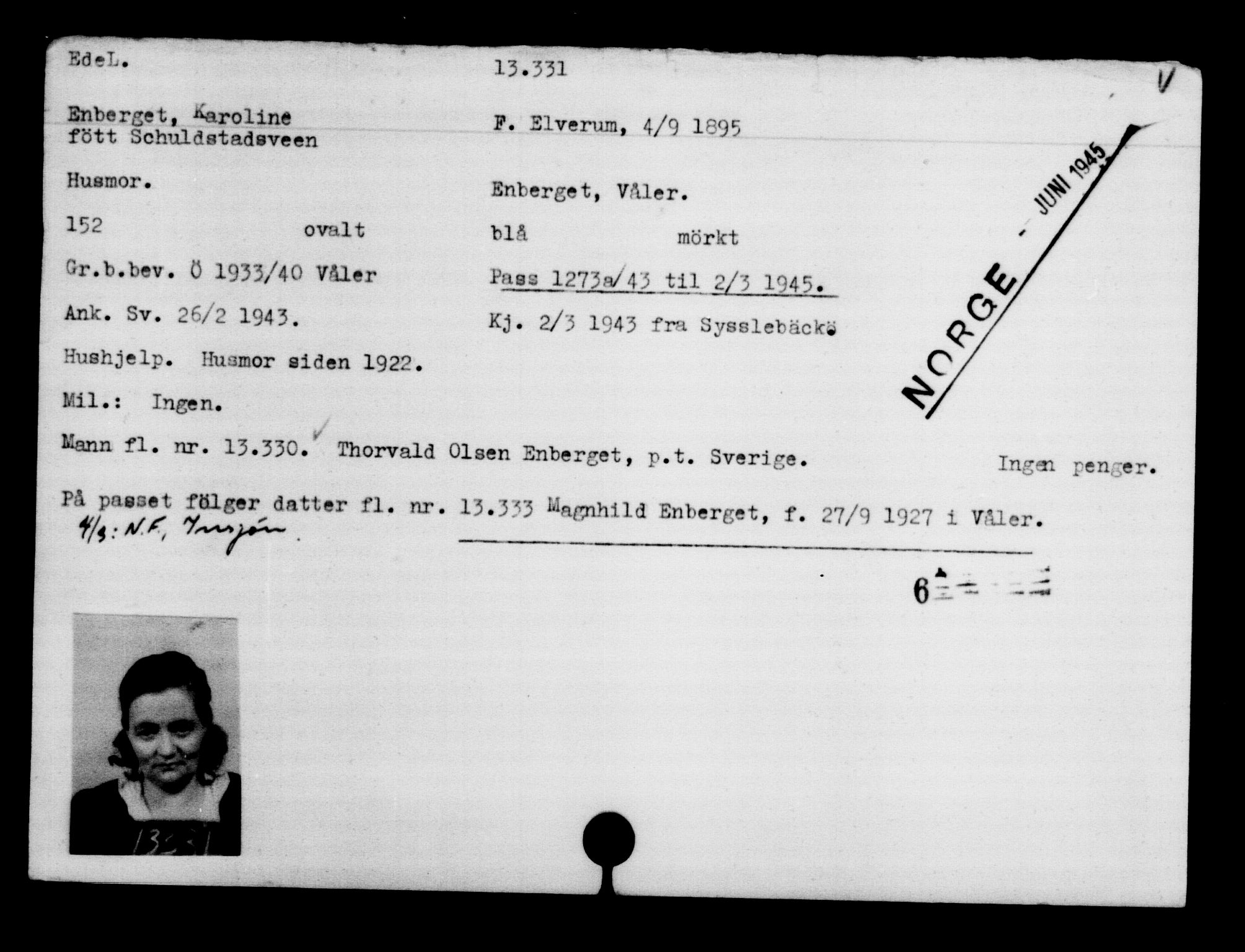 Utenriksstasjonene, Legasjonen i Stockholm, Flyktningkontoret, AV/RA-S-6753/V/Va/L0007: Kjesäterkartoteket, flyktninger med registreringsnr. 12700-15723, 1940-1945, s. 720
