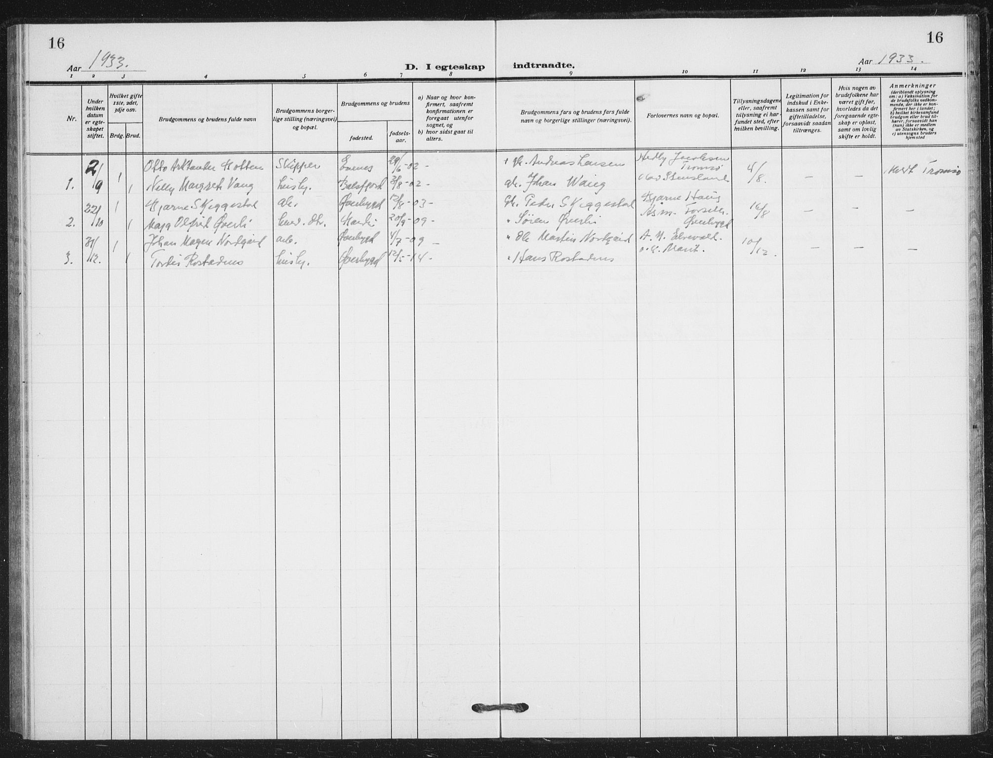 Målselv sokneprestembete, SATØ/S-1311/G/Ga/Gab/L0012klokker: Klokkerbok nr. 12, 1900-1936, s. 16