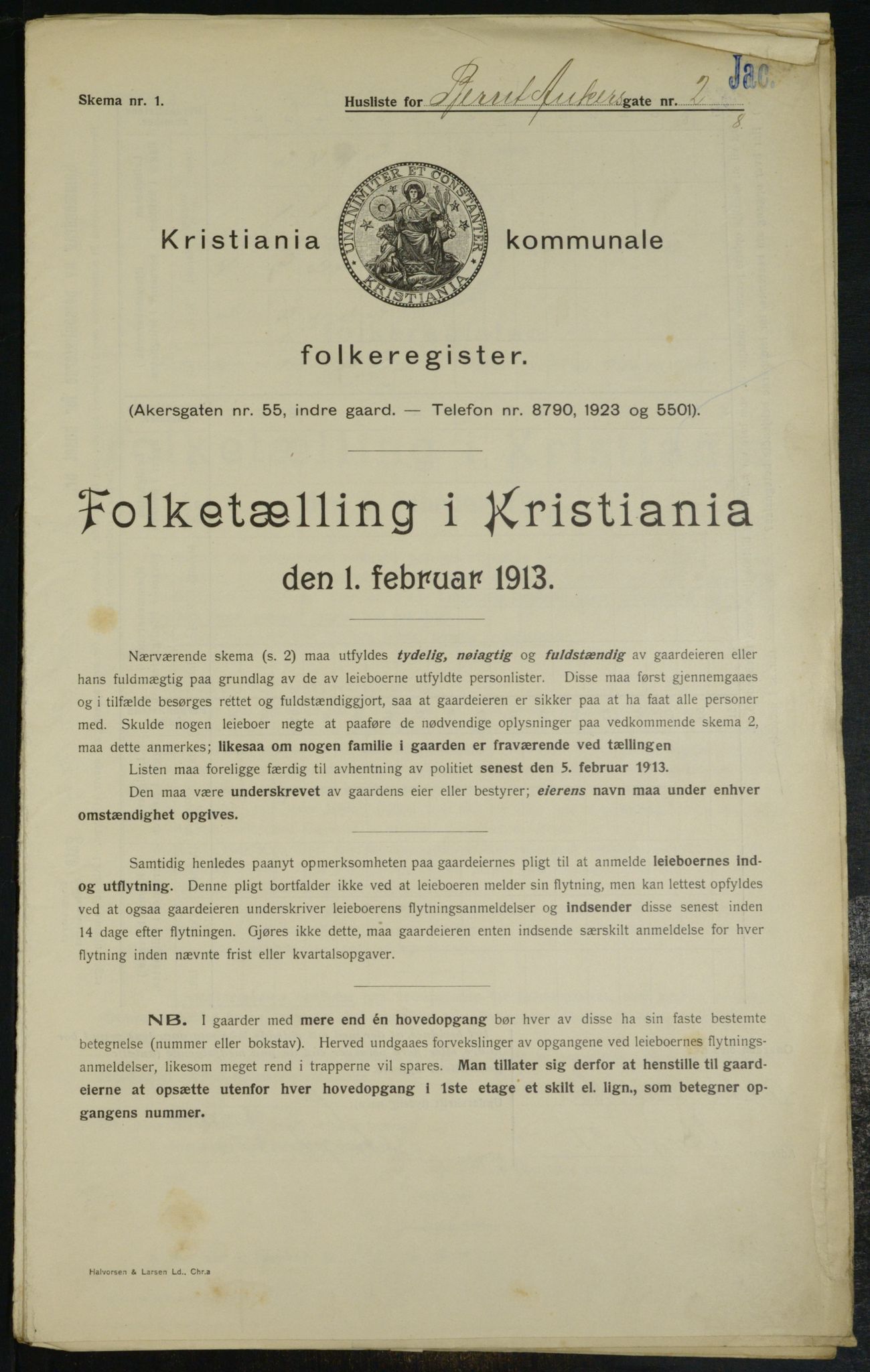 OBA, Kommunal folketelling 1.2.1913 for Kristiania, 1913, s. 4408