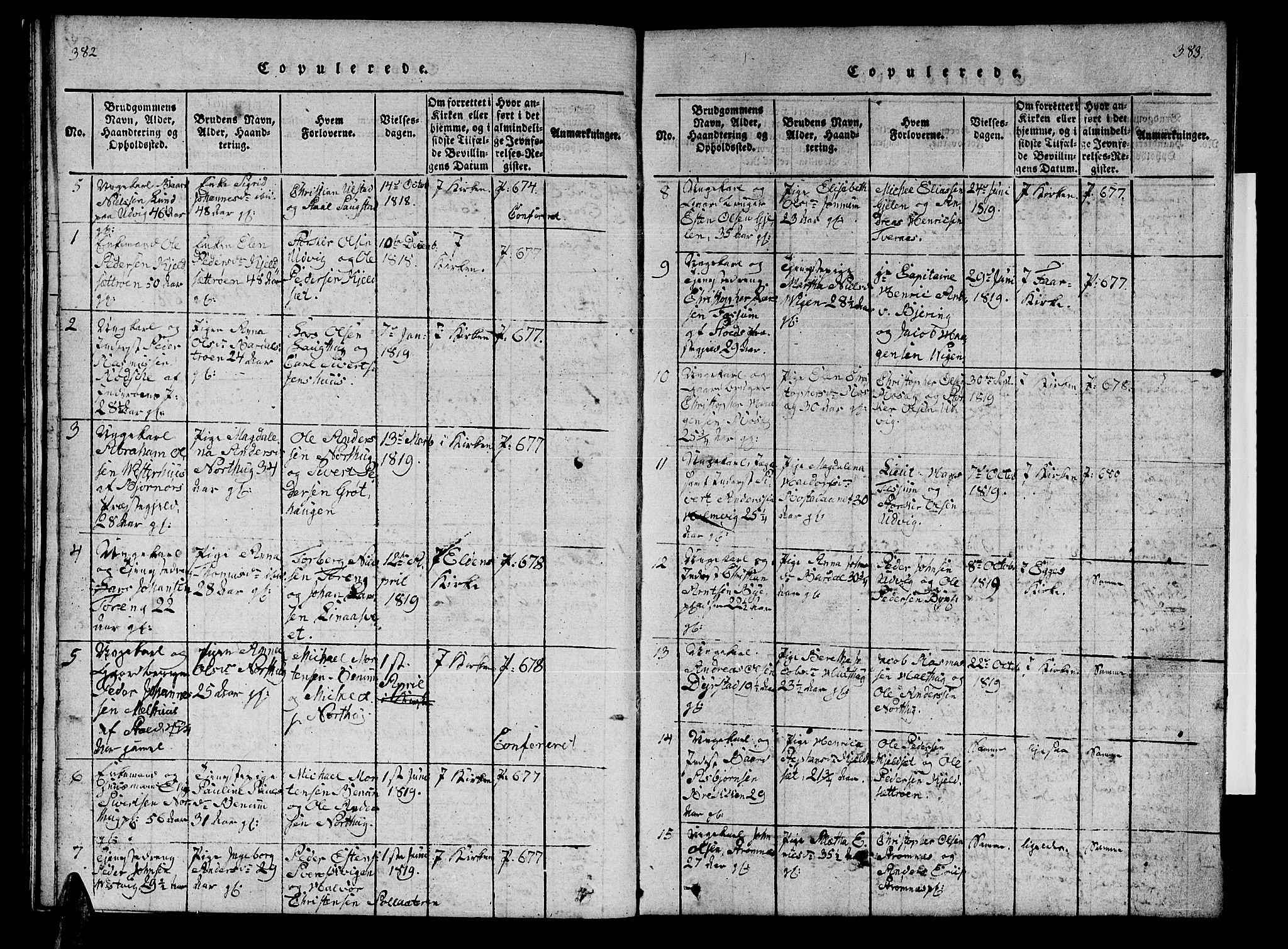 Ministerialprotokoller, klokkerbøker og fødselsregistre - Nord-Trøndelag, SAT/A-1458/741/L0400: Klokkerbok nr. 741C01, 1817-1825, s. 382-383