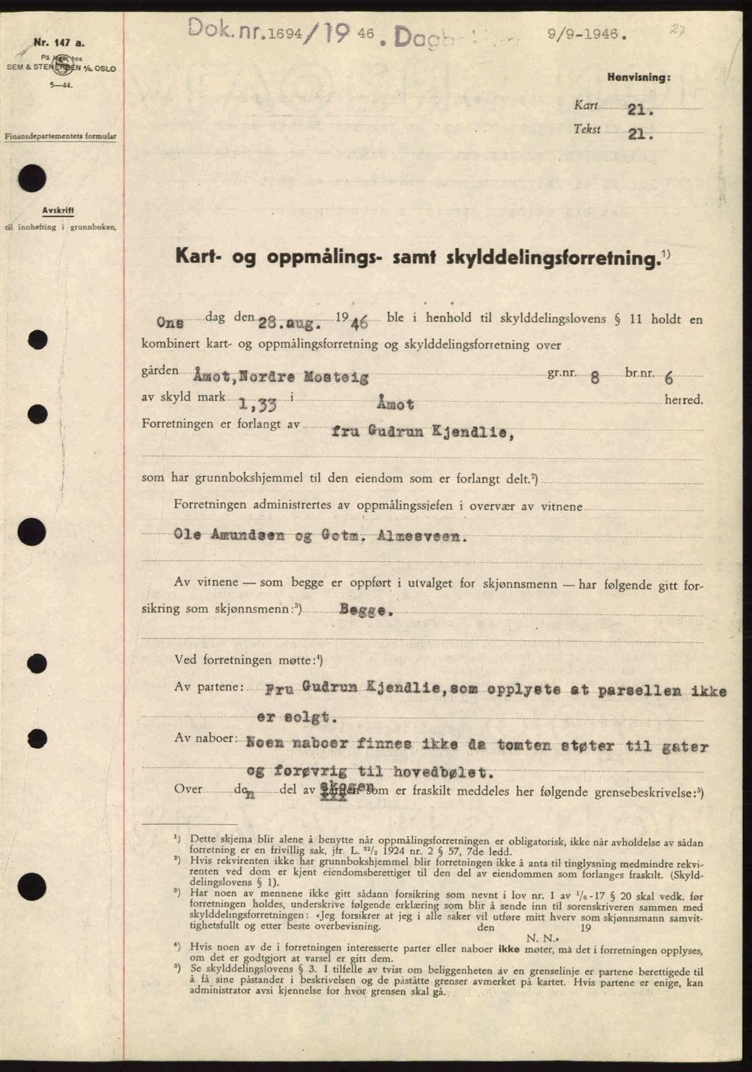 Sør-Østerdal sorenskriveri, AV/SAH-TING-018/H/Hb/Hbb/L0074: Pantebok nr. A74, 1946-1946, Dagboknr: 1694/1946