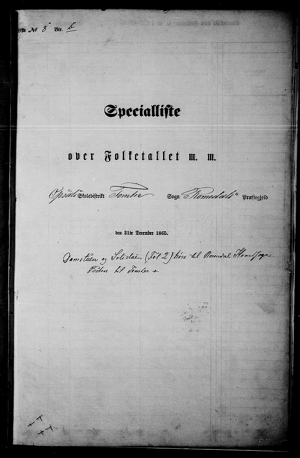 RA, Folketelling 1865 for 0416P Romedal prestegjeld, 1865, s. 200