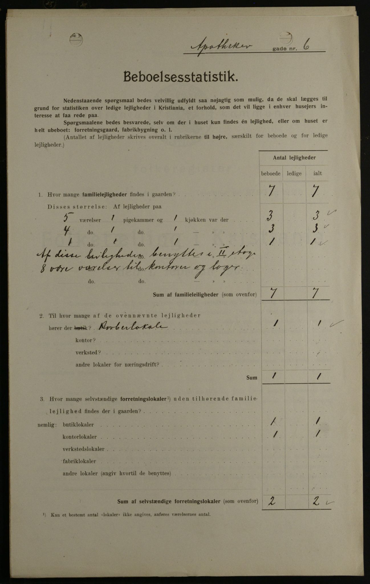 OBA, Kommunal folketelling 1.2.1908 for Kristiania kjøpstad, 1908, s. 1597