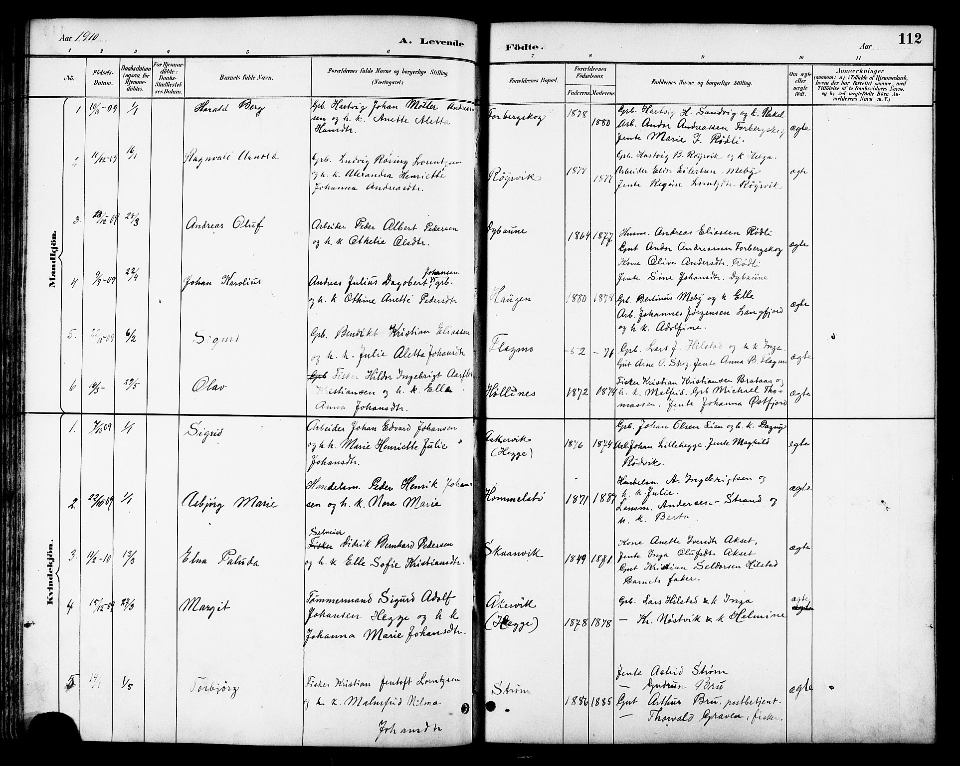 Ministerialprotokoller, klokkerbøker og fødselsregistre - Nordland, AV/SAT-A-1459/814/L0230: Klokkerbok nr. 814C03, 1884-1911, s. 112