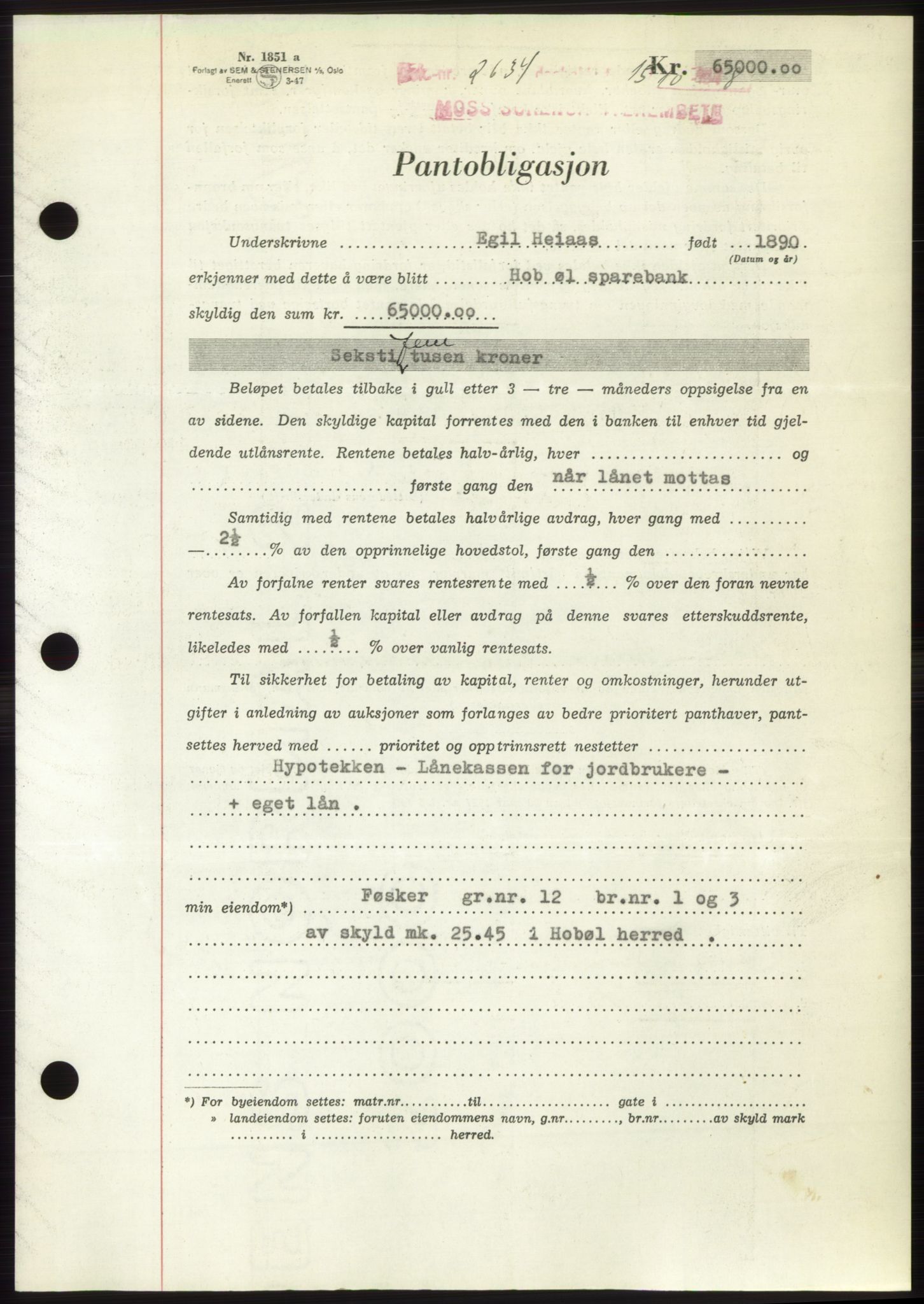 Moss sorenskriveri, AV/SAO-A-10168: Pantebok nr. B20, 1948-1948, Dagboknr: 2634/1948