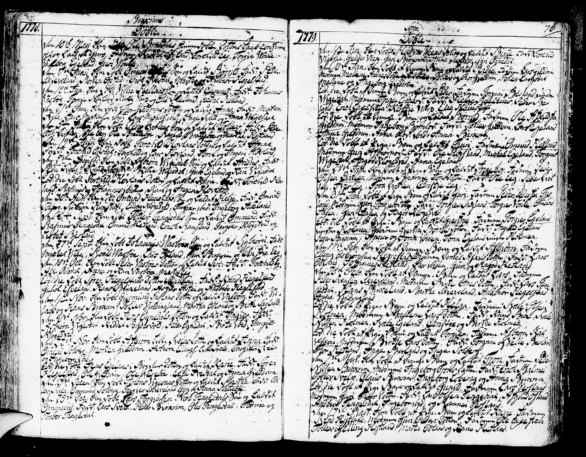 Helleland sokneprestkontor, SAST/A-101810: Ministerialbok nr. A 2 /2, 1762-1791, s. 76