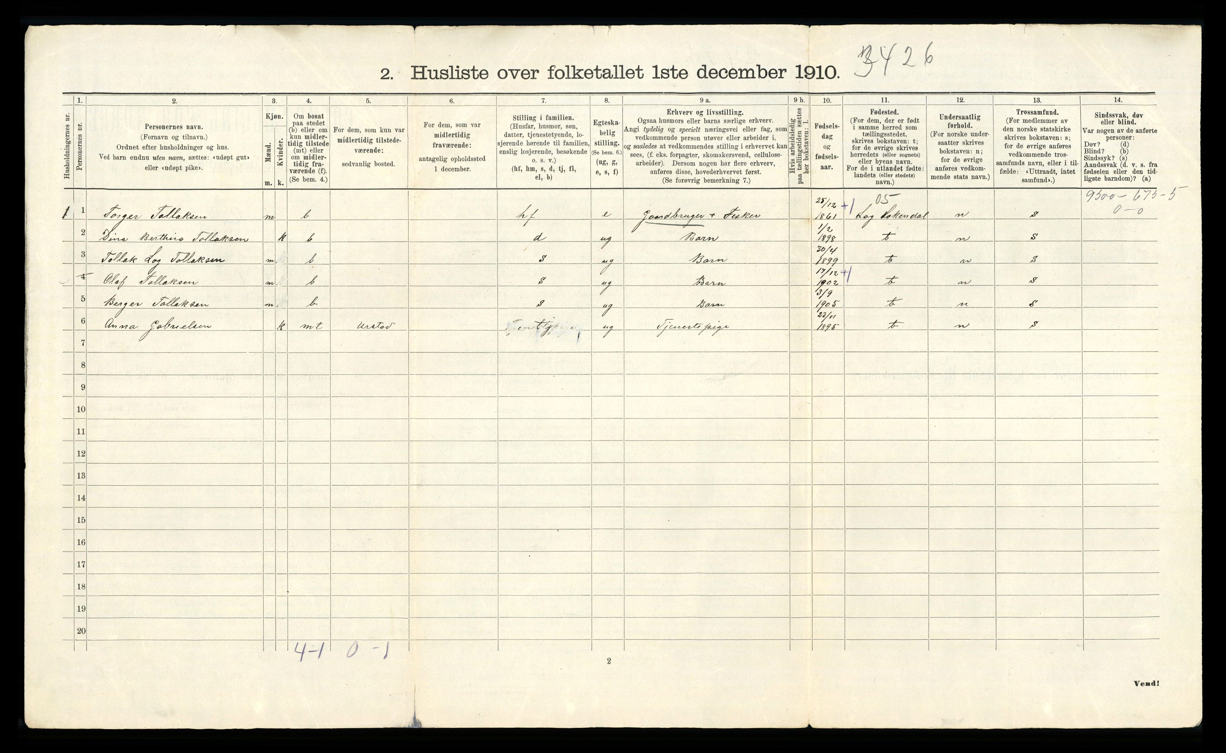 RA, Folketelling 1910 for 1042 Hidra herred, 1910, s. 26