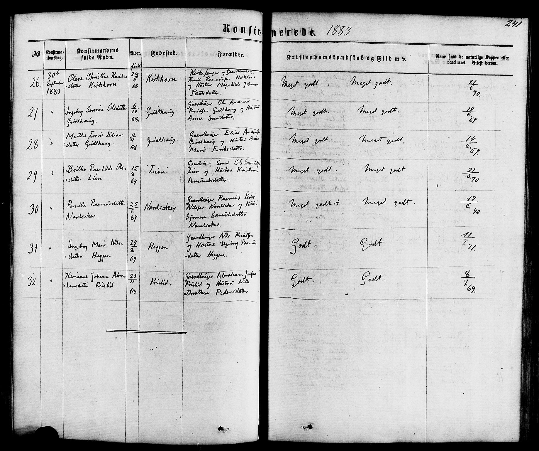 Hornindal sokneprestembete, AV/SAB-A-82401/H/Haa/Haaa/L0002: Ministerialbok nr. A 2, 1867-1884, s. 241