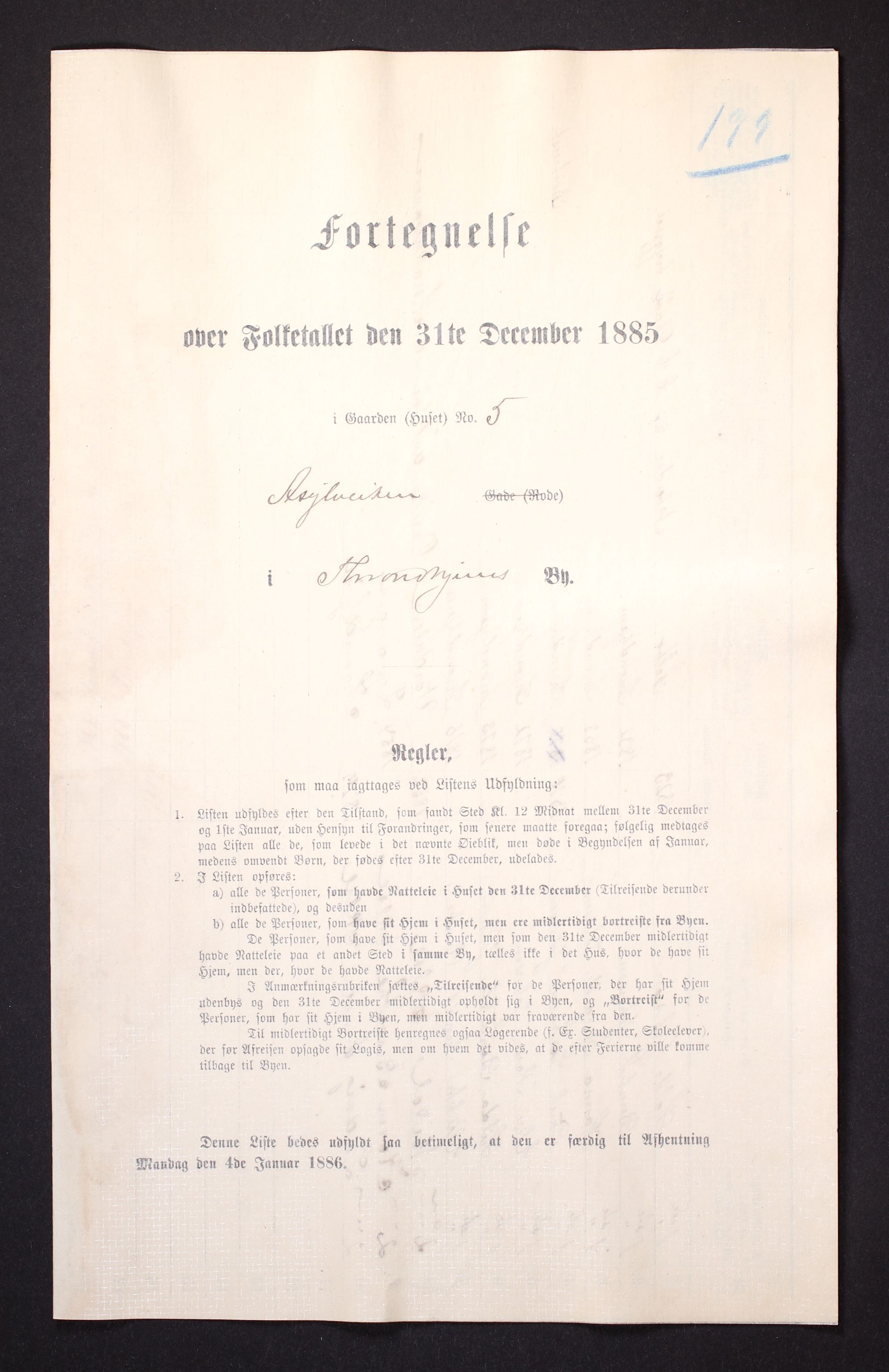 SAT, Folketelling 1885 for 1601 Trondheim kjøpstad, 1885, s. 2023