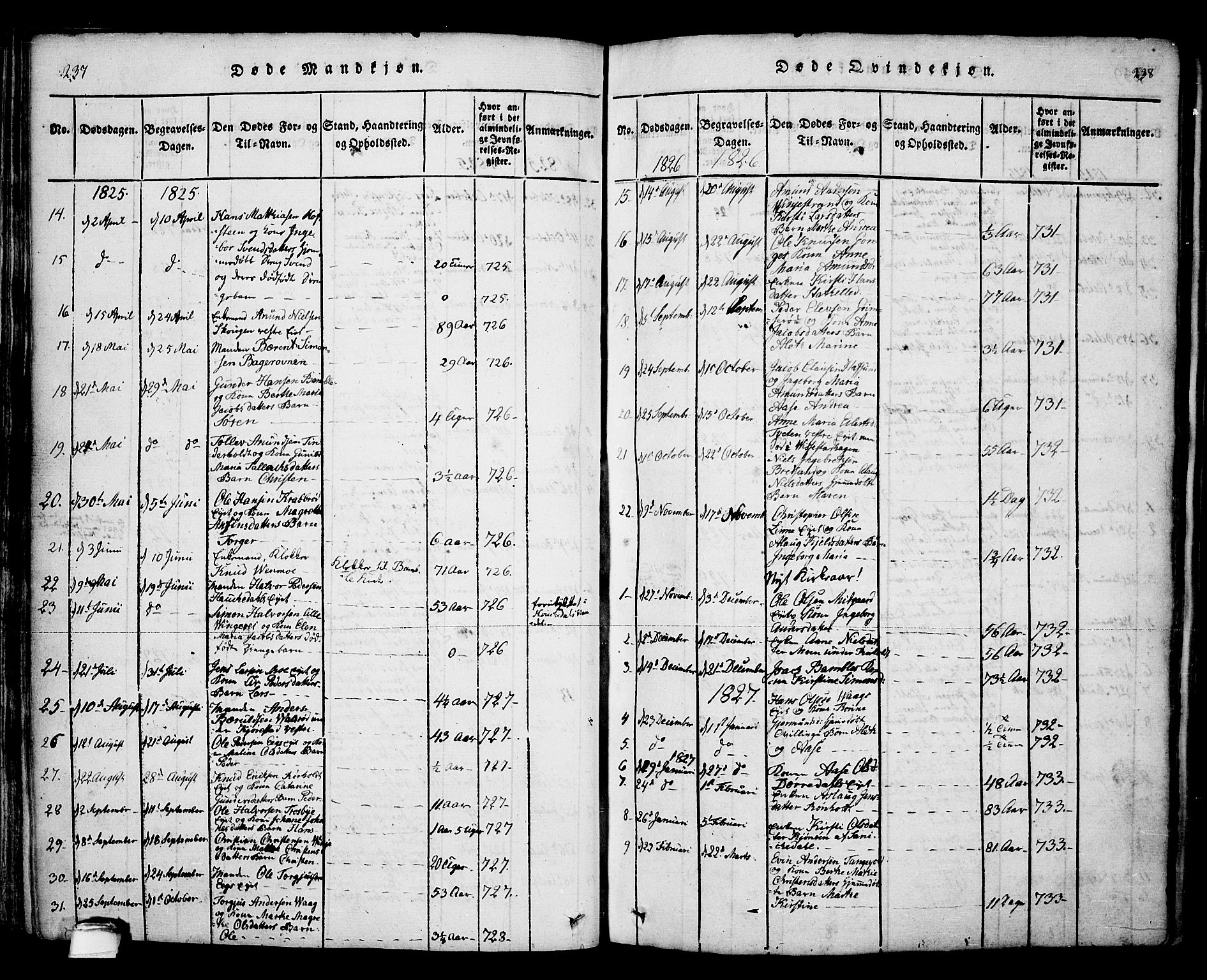 Bamble kirkebøker, AV/SAKO-A-253/F/Fa/L0003: Ministerialbok nr. I 3 /1, 1814-1834, s. 237-238