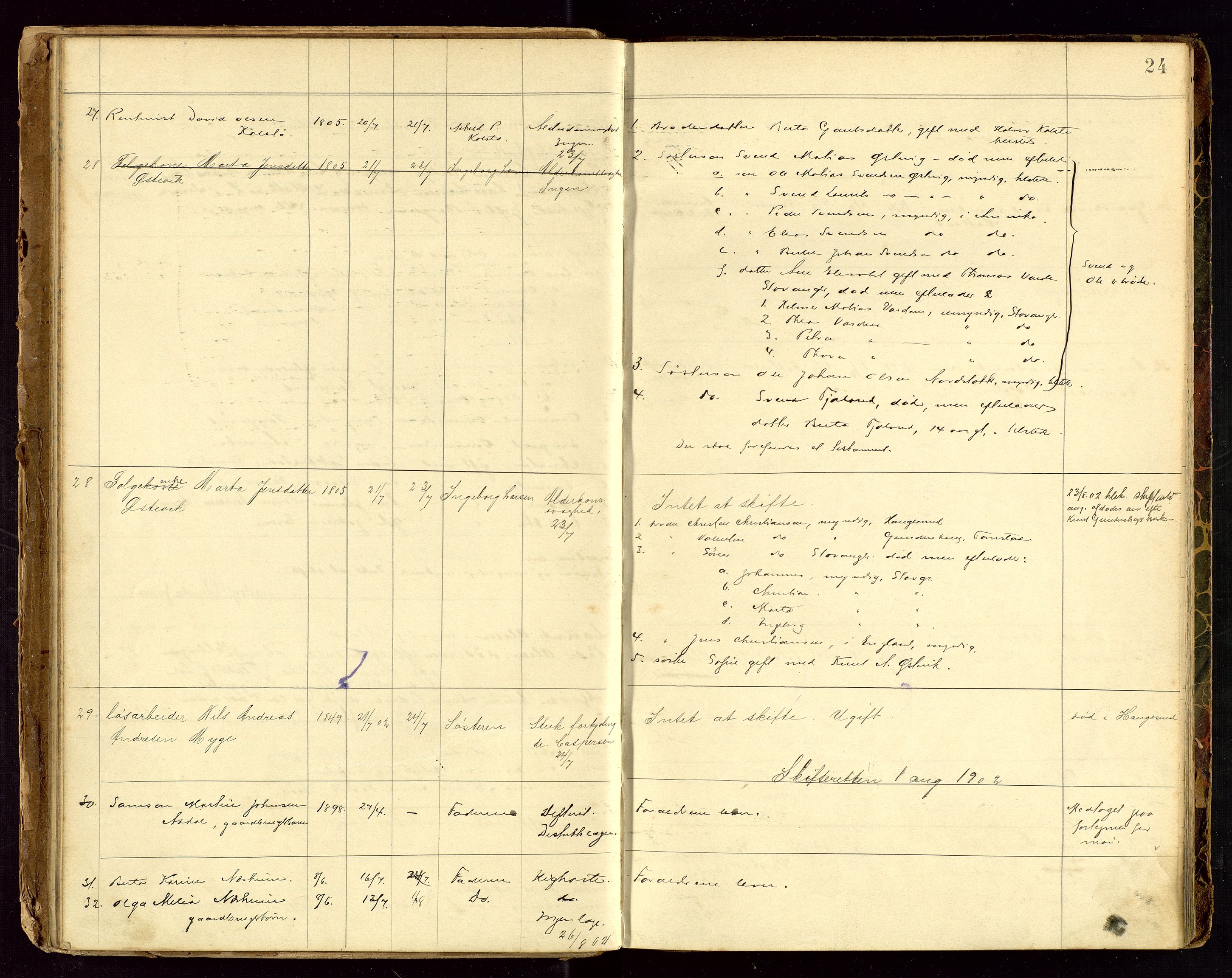 Avaldsnes lensmannskontor, AV/SAST-A-100286/Gga/L0001: Dødsfallsprotokoll for Avaldsnes prestegjeld og Kopervik sokn, 1897-1916, s. 24