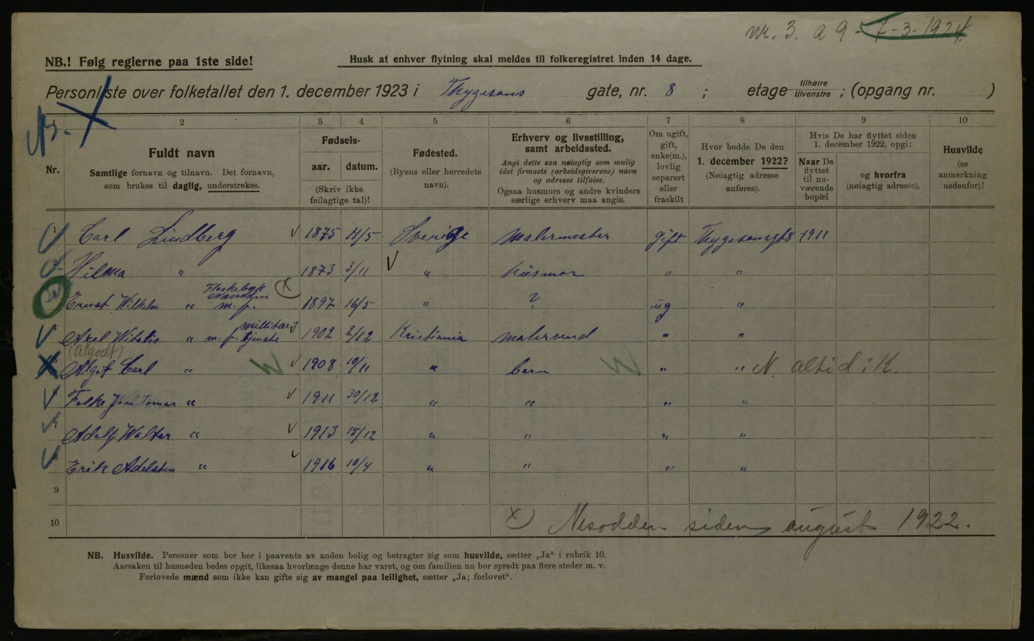 OBA, Kommunal folketelling 1.12.1923 for Kristiania, 1923, s. 123220