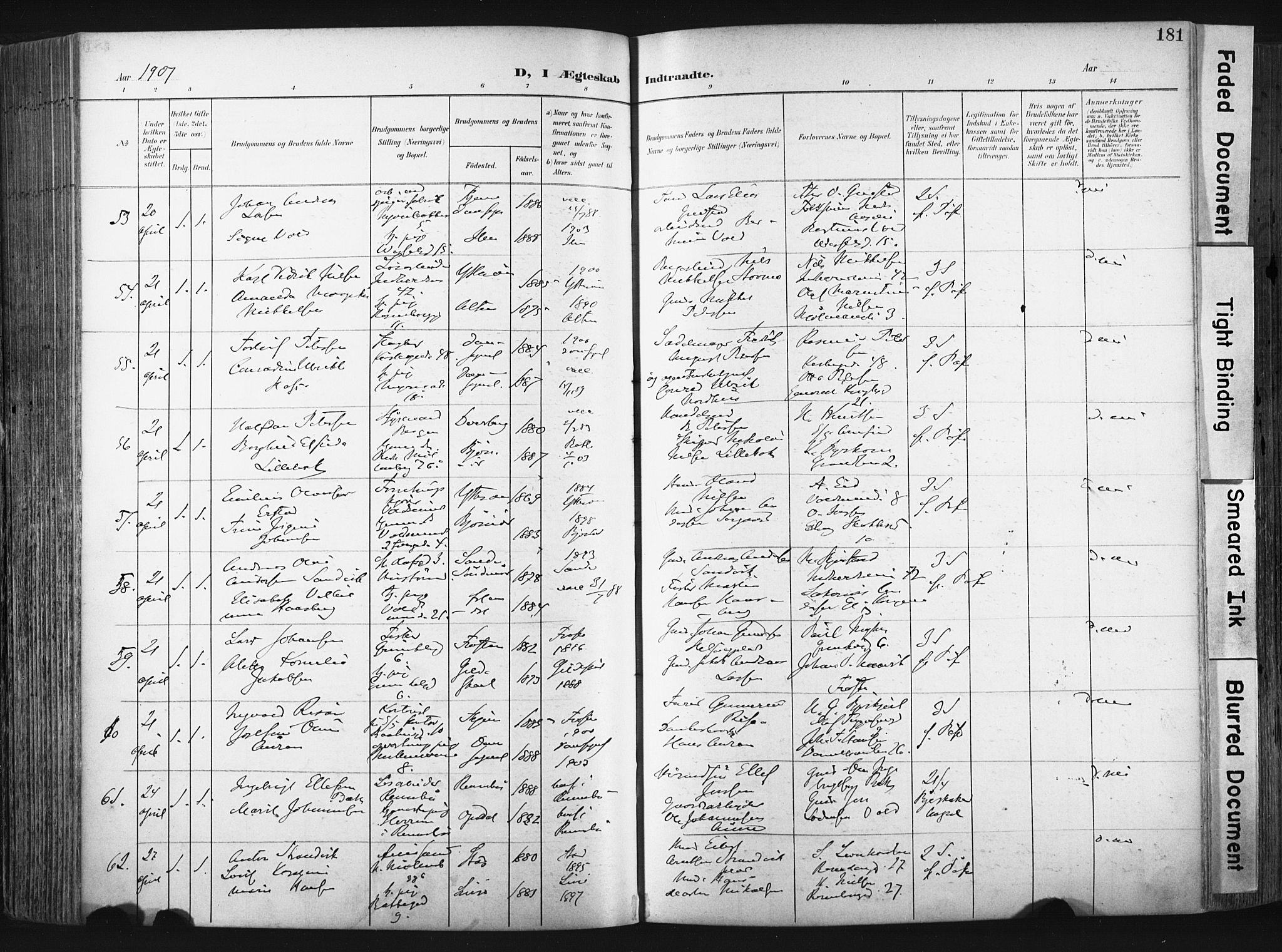 Ministerialprotokoller, klokkerbøker og fødselsregistre - Sør-Trøndelag, SAT/A-1456/604/L0201: Ministerialbok nr. 604A21, 1901-1911, s. 181