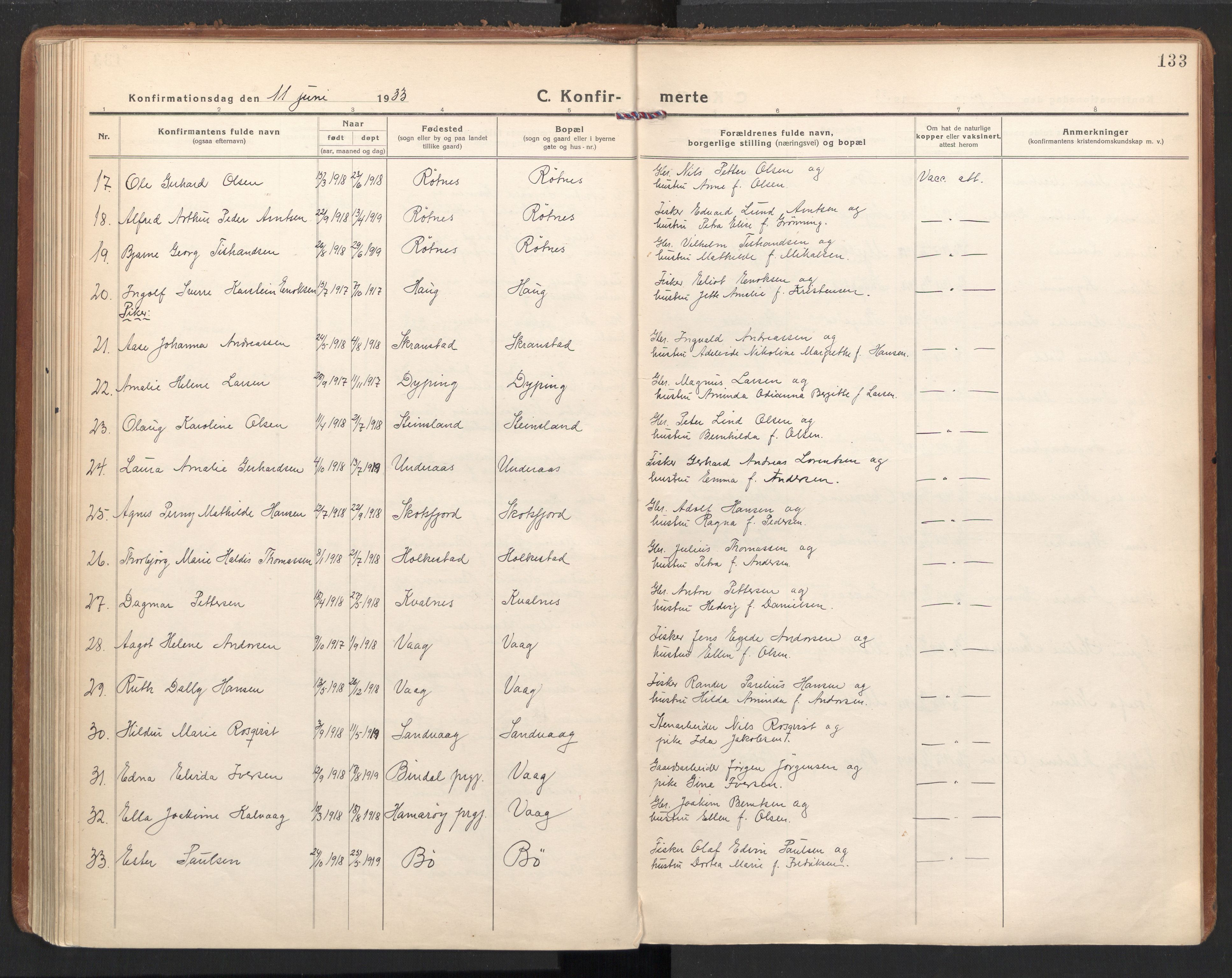 Ministerialprotokoller, klokkerbøker og fødselsregistre - Nordland, AV/SAT-A-1459/855/L0810: Ministerialbok nr. 855A17, 1921-1939, s. 133