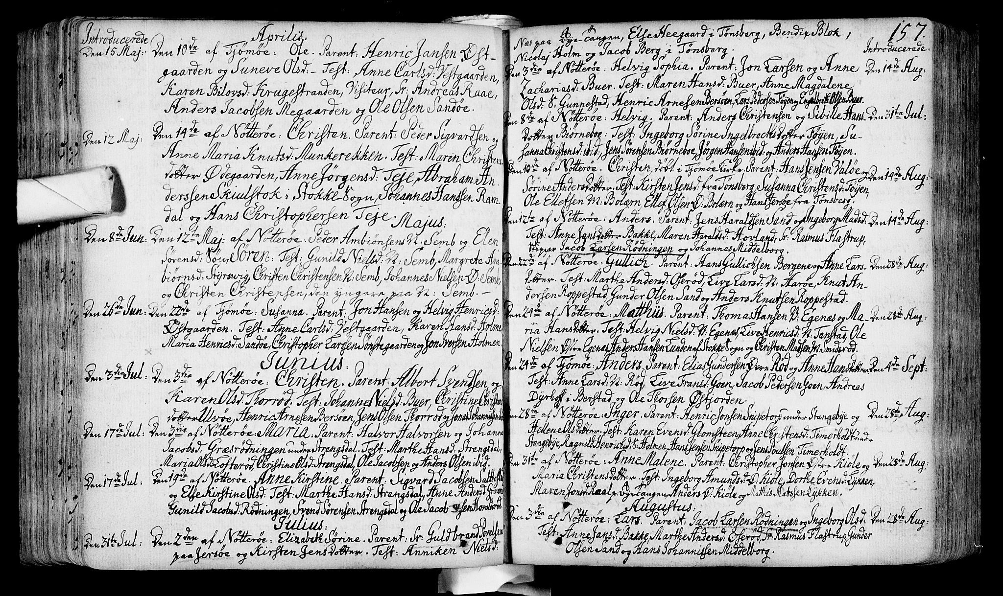 Nøtterøy kirkebøker, AV/SAKO-A-354/F/Fa/L0002: Ministerialbok nr. I 2, 1738-1790, s. 157