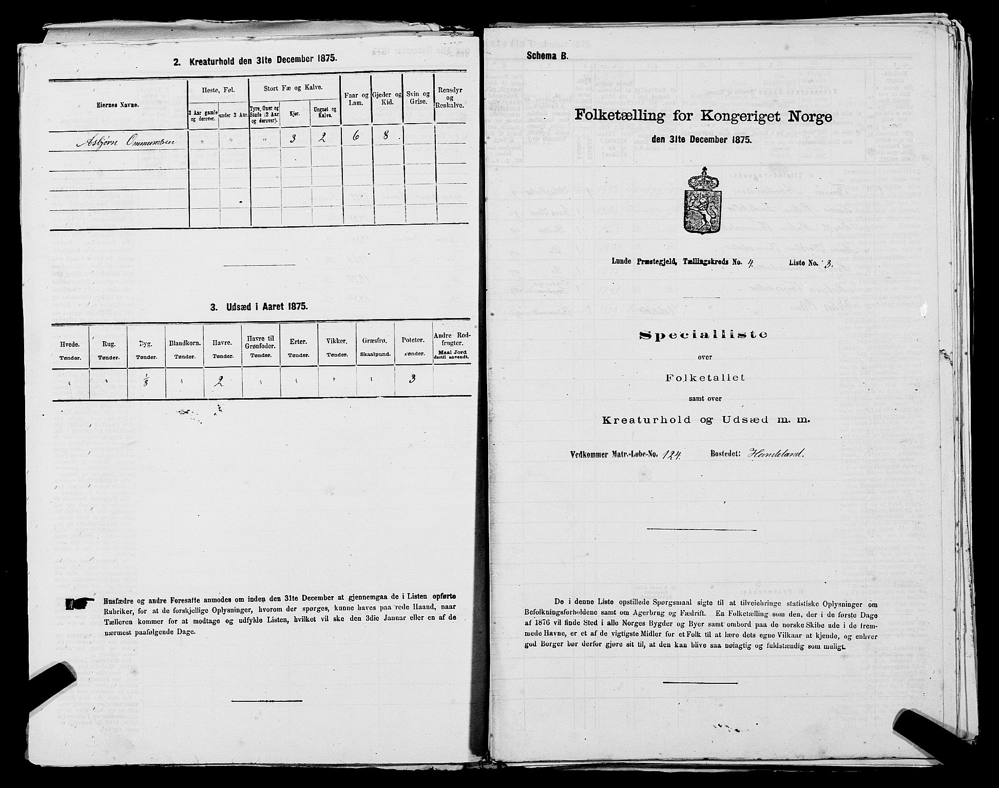 SAST, Folketelling 1875 for 1112P Lund prestegjeld, 1875, s. 334