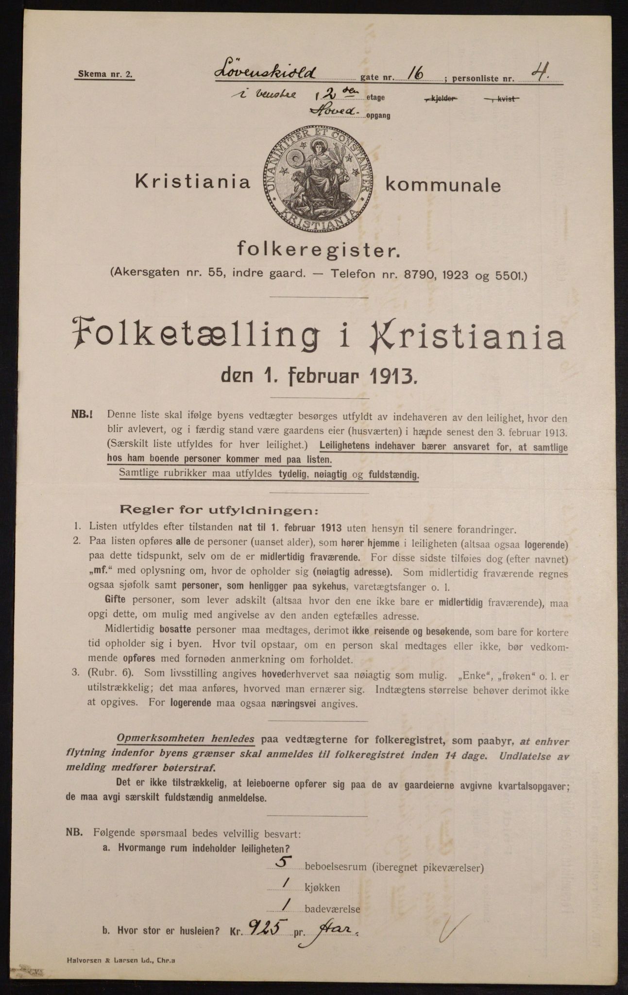 OBA, Kommunal folketelling 1.2.1913 for Kristiania, 1913, s. 58858