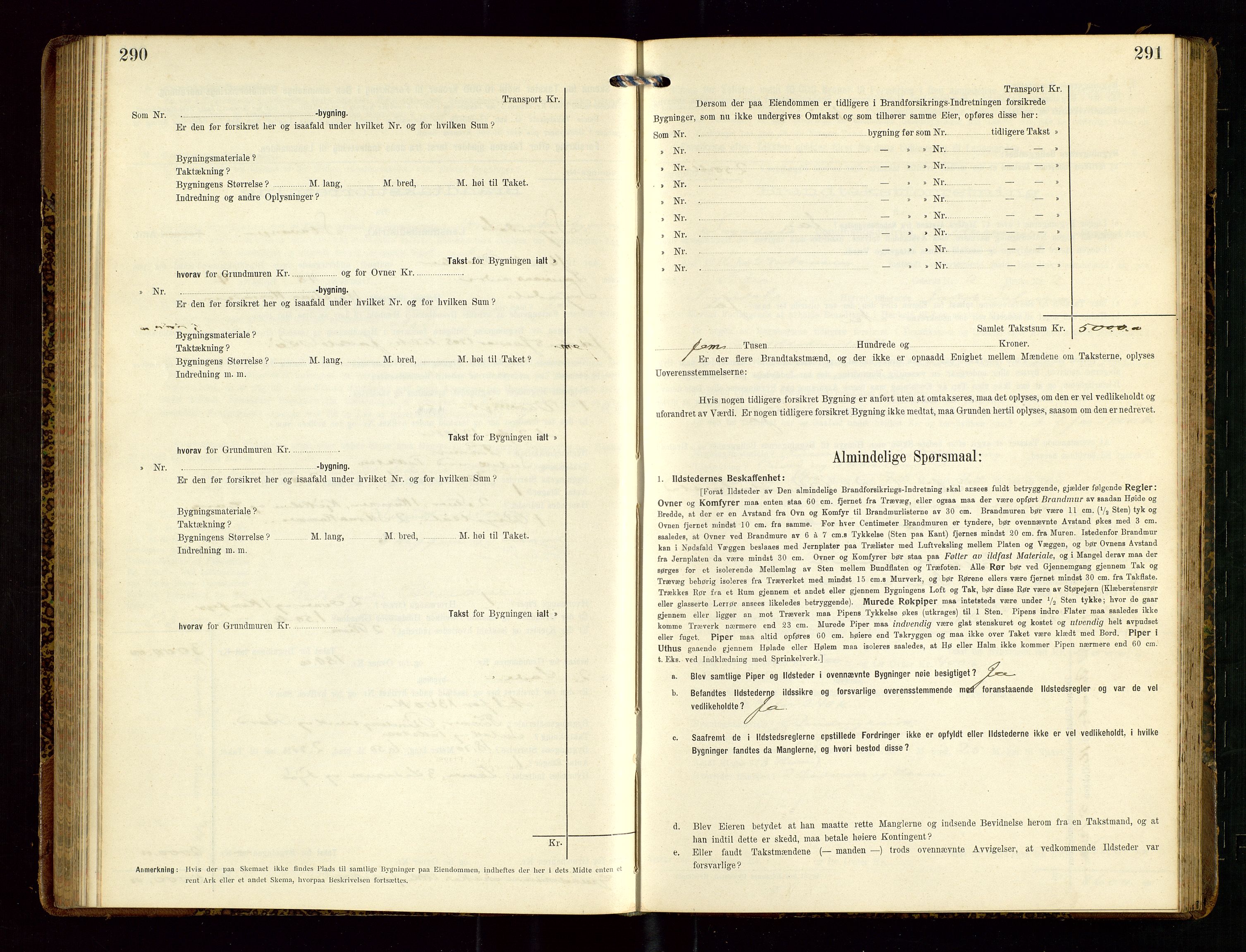 Sokndal lensmannskontor, AV/SAST-A-100417/Gob/L0003: "Brandtakst-Protokol", 1914-1917, s. 290-291