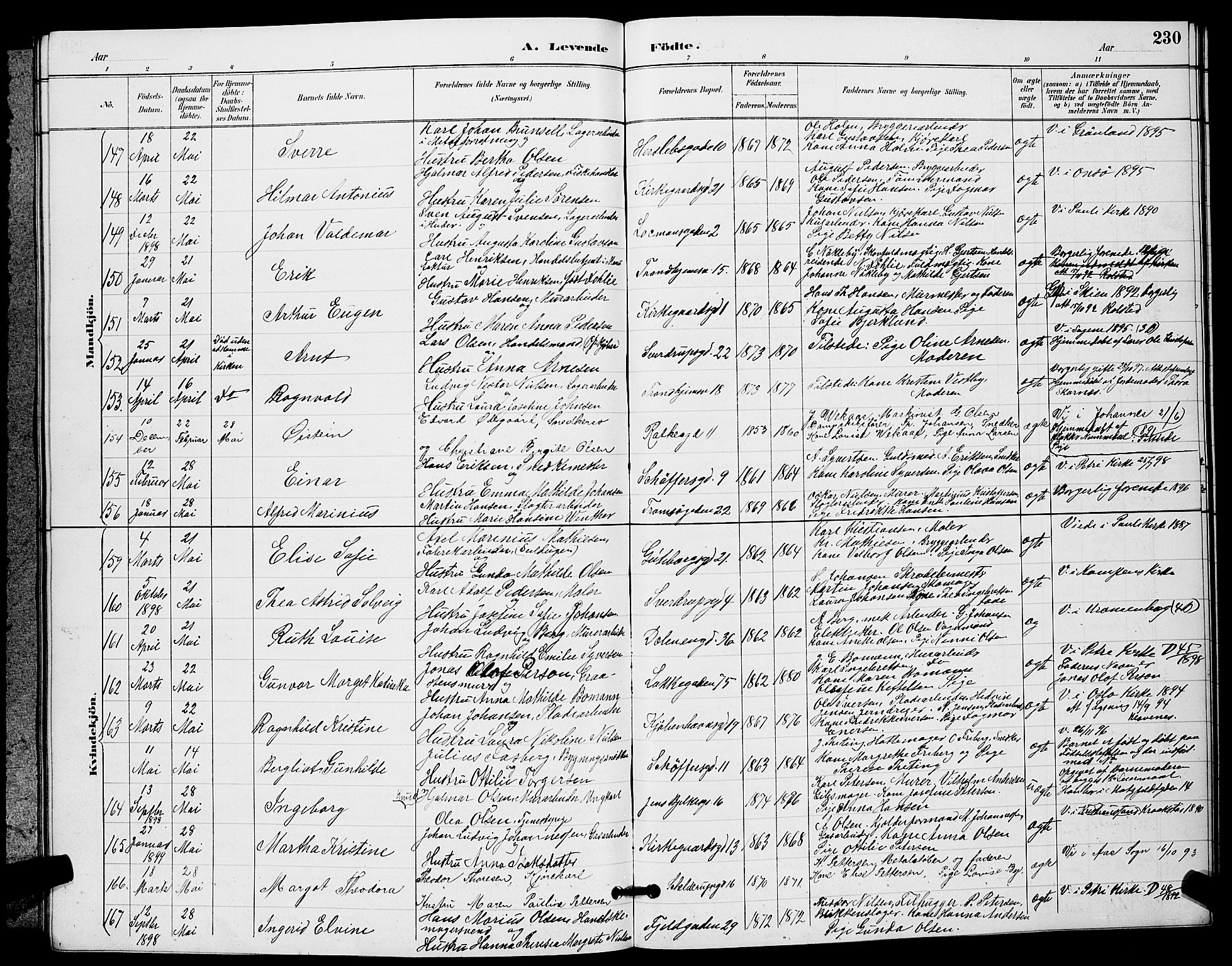 Petrus prestekontor Kirkebøker, AV/SAO-A-10872/G/Ga/L0002: Klokkerbok nr. 2, 1888-1899, s. 230