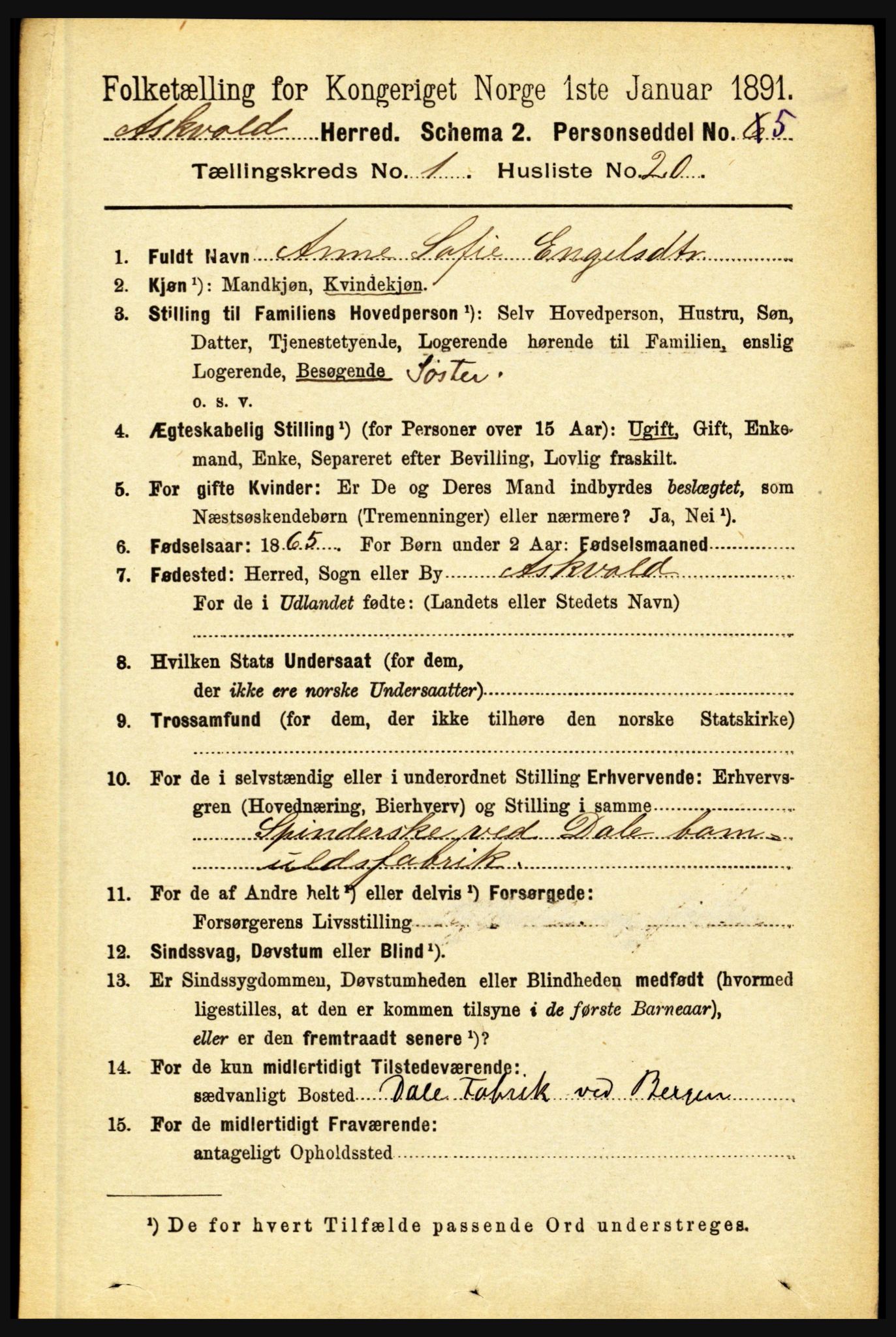 RA, Folketelling 1891 for 1428 Askvoll herred, 1891, s. 185
