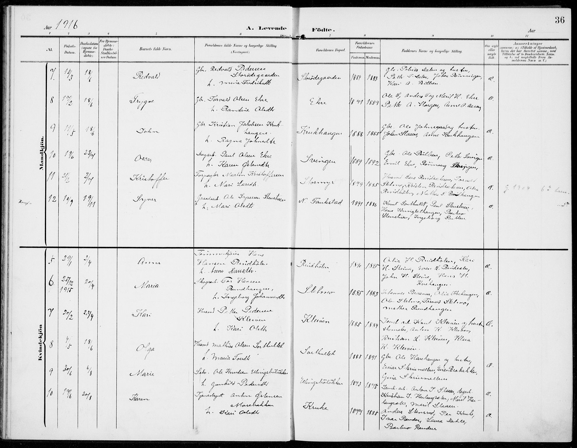 Sel prestekontor, AV/SAH-PREST-074/H/Ha/Haa/L0001: Ministerialbok nr. 1, 1905-1922, s. 36