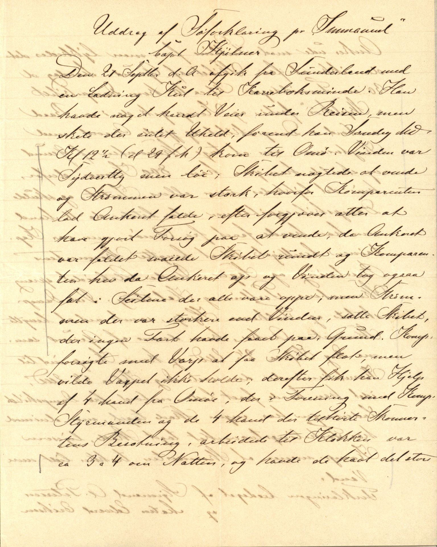 Pa 63 - Østlandske skibsassuranceforening, VEMU/A-1079/G/Ga/L0023/0008: Havaridokumenter / Immanuel, Wilhelm, Tobine, Diaz, Esmeralda, Tjømø, 1889, s. 12