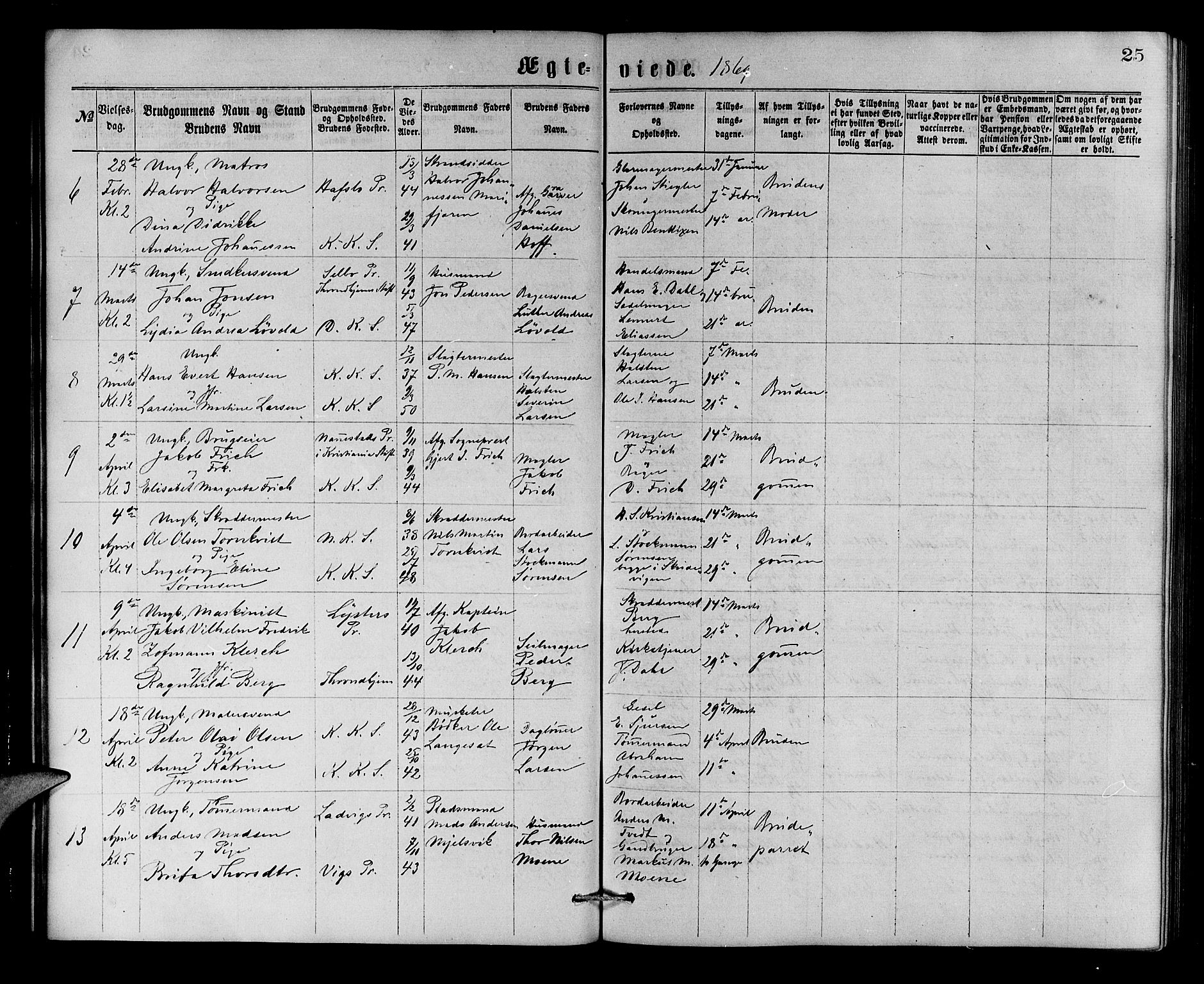 Korskirken sokneprestembete, AV/SAB-A-76101/H/Hab: Klokkerbok nr. D 2, 1867-1886, s. 25