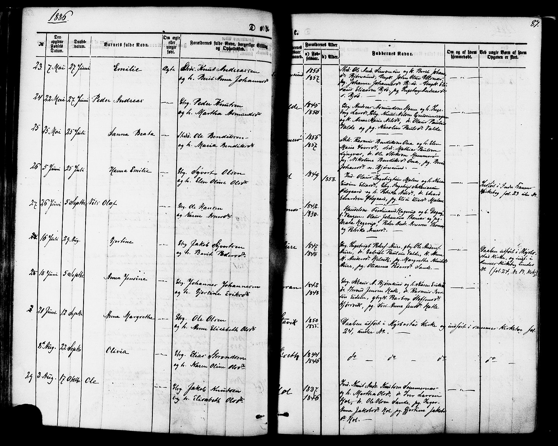 Ministerialprotokoller, klokkerbøker og fødselsregistre - Møre og Romsdal, SAT/A-1454/565/L0749: Ministerialbok nr. 565A03, 1871-1886, s. 87