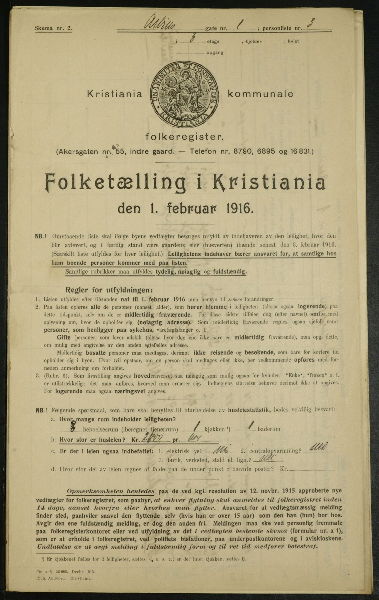 OBA, Kommunal folketelling 1.2.1916 for Kristiania, 1916, s. 1477