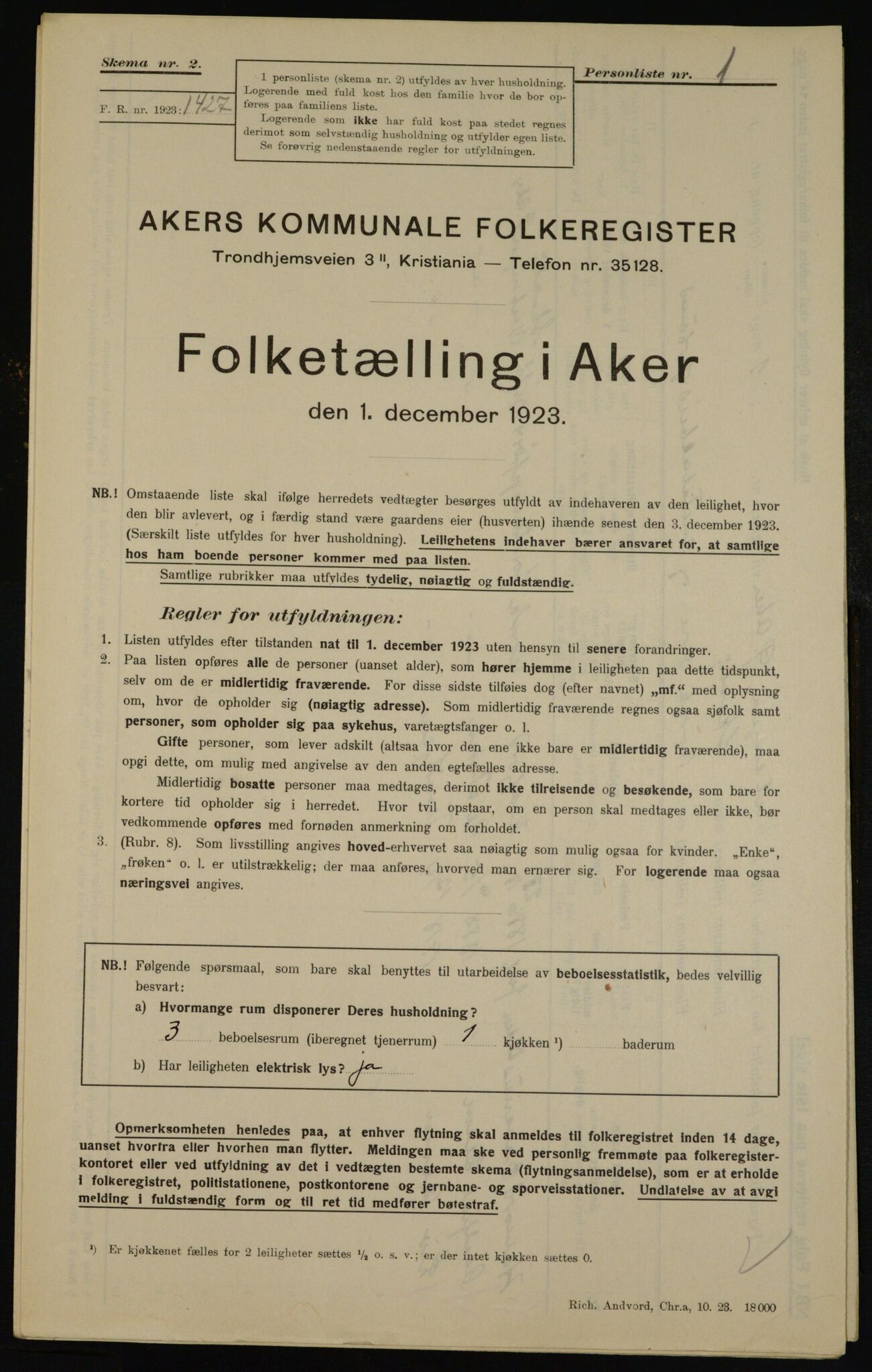 , Kommunal folketelling 1.12.1923 for Aker, 1923, s. 44796