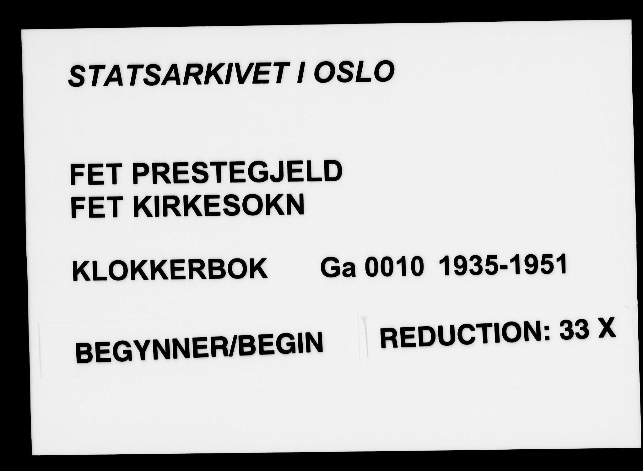 Fet prestekontor Kirkebøker, SAO/A-10370a/G/Ga/L0010: Klokkerbok nr. I 10, 1935-1951