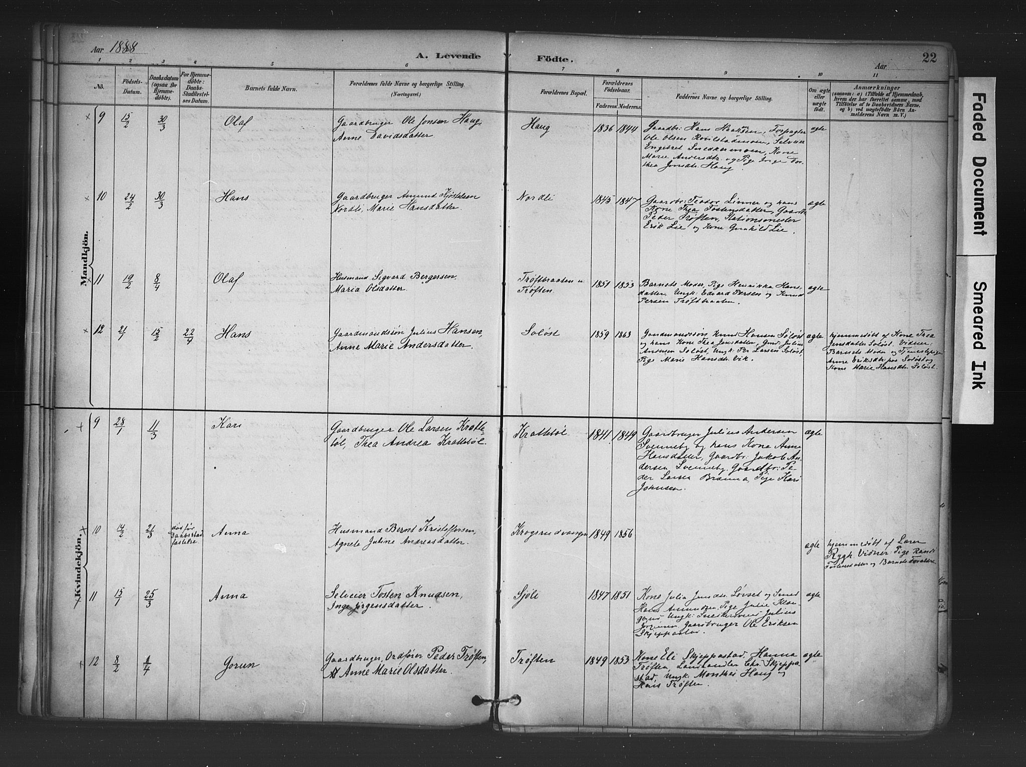 Nord-Odal prestekontor, AV/SAH-PREST-032/H/Ha/Haa/L0006: Ministerialbok nr. 6, 1886-1901, s. 22