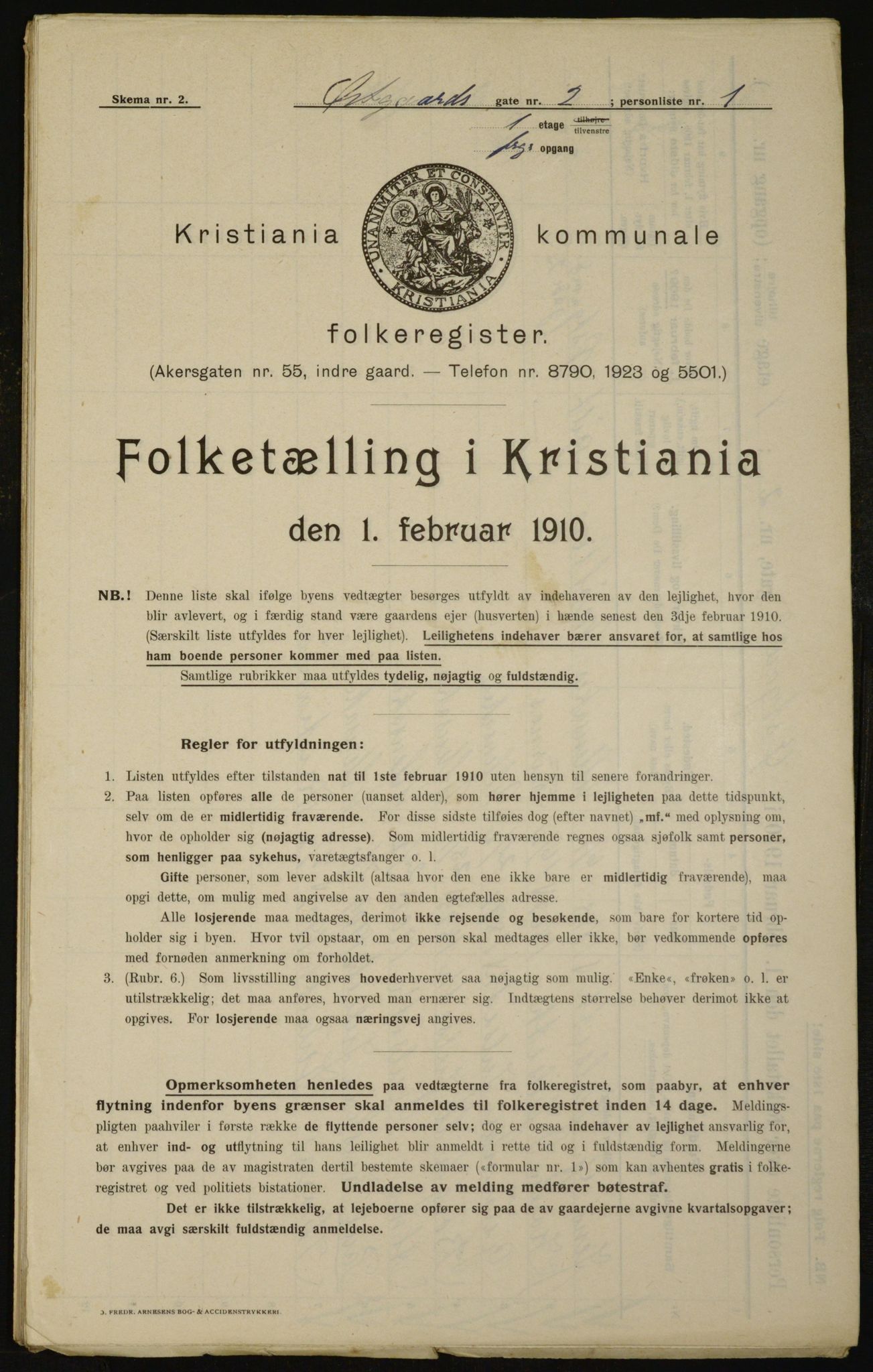 OBA, Kommunal folketelling 1.2.1910 for Kristiania, 1910, s. 122400