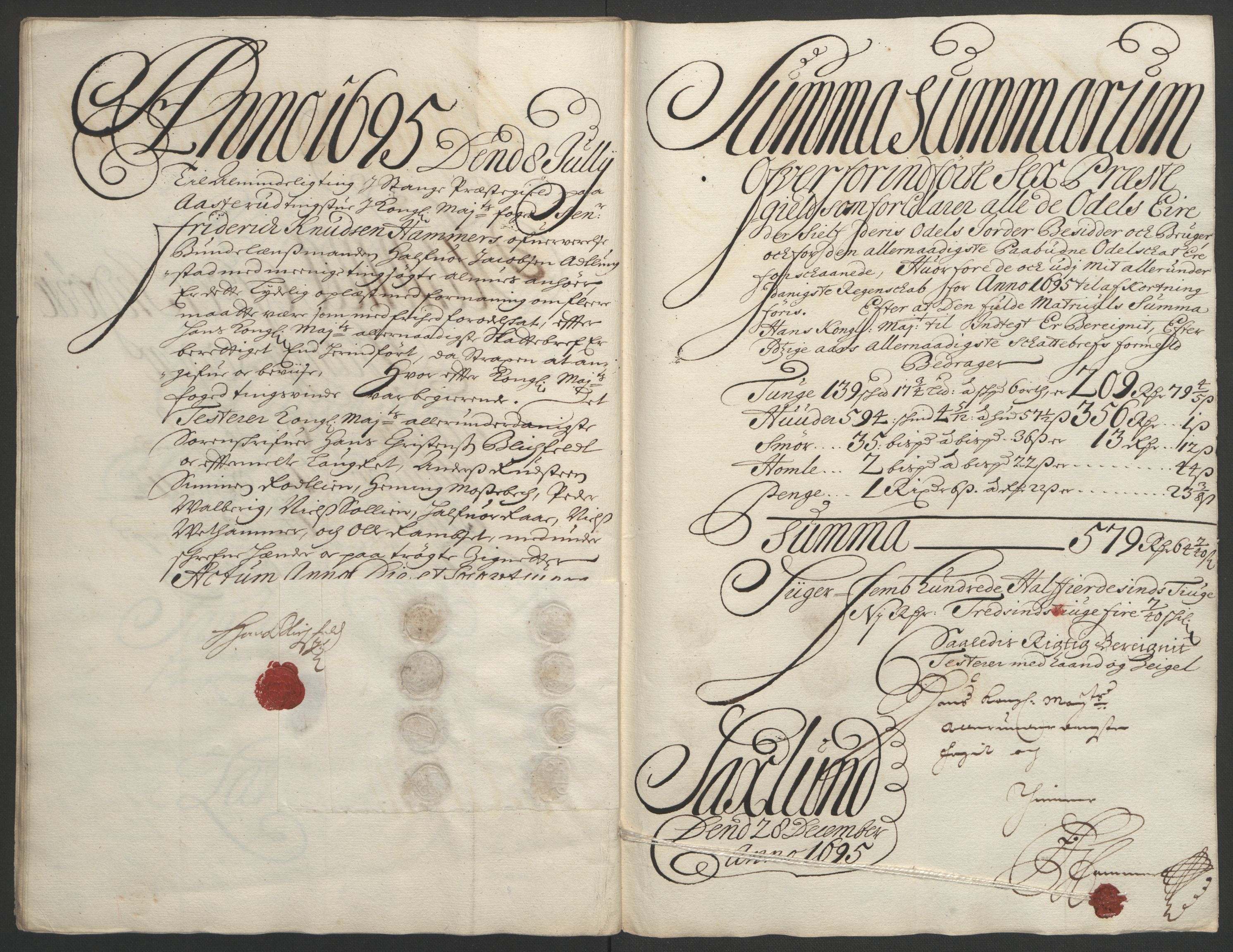 Rentekammeret inntil 1814, Reviderte regnskaper, Fogderegnskap, AV/RA-EA-4092/R16/L1036: Fogderegnskap Hedmark, 1695-1696, s. 215