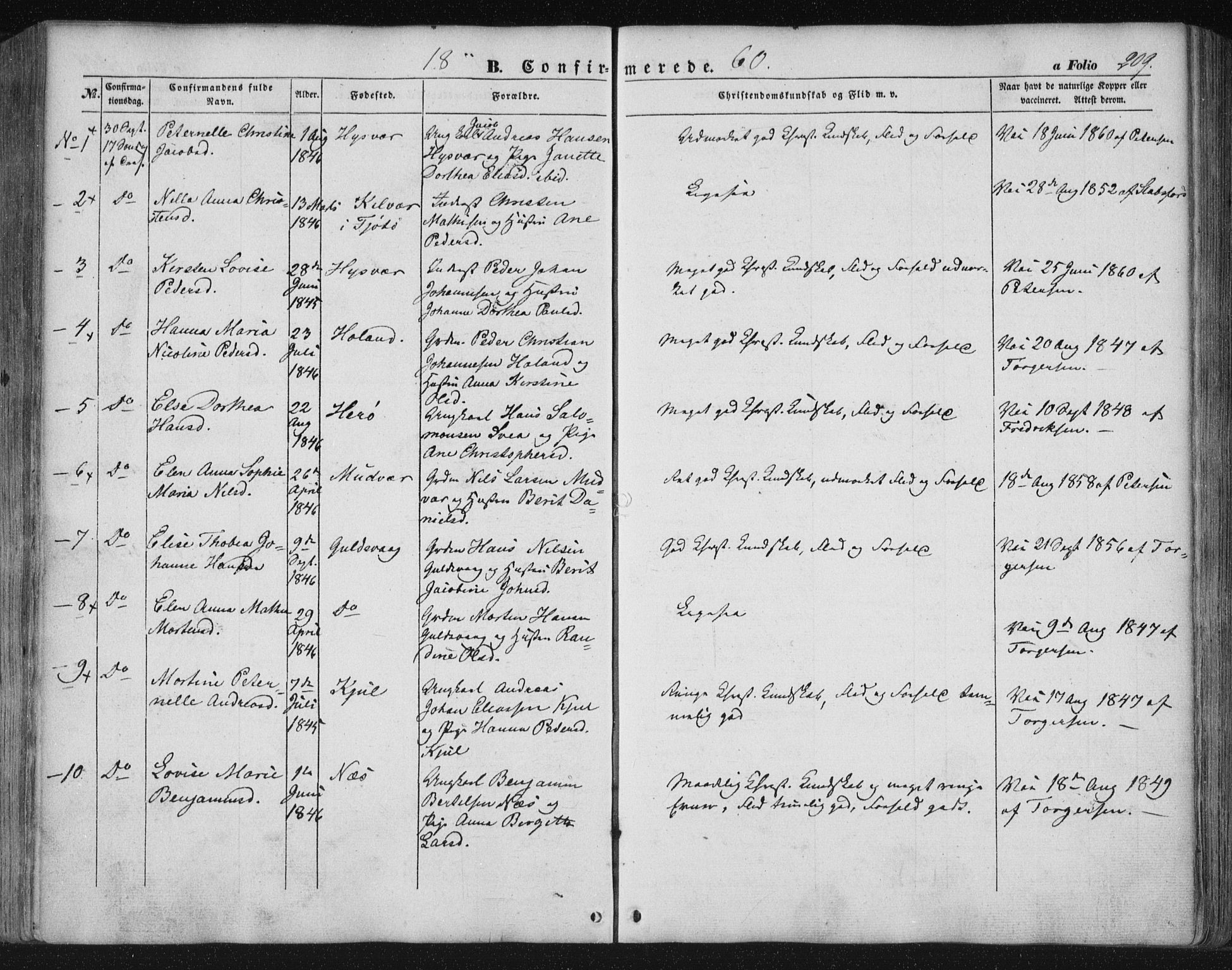 Ministerialprotokoller, klokkerbøker og fødselsregistre - Nordland, AV/SAT-A-1459/816/L0240: Ministerialbok nr. 816A06, 1846-1870, s. 209