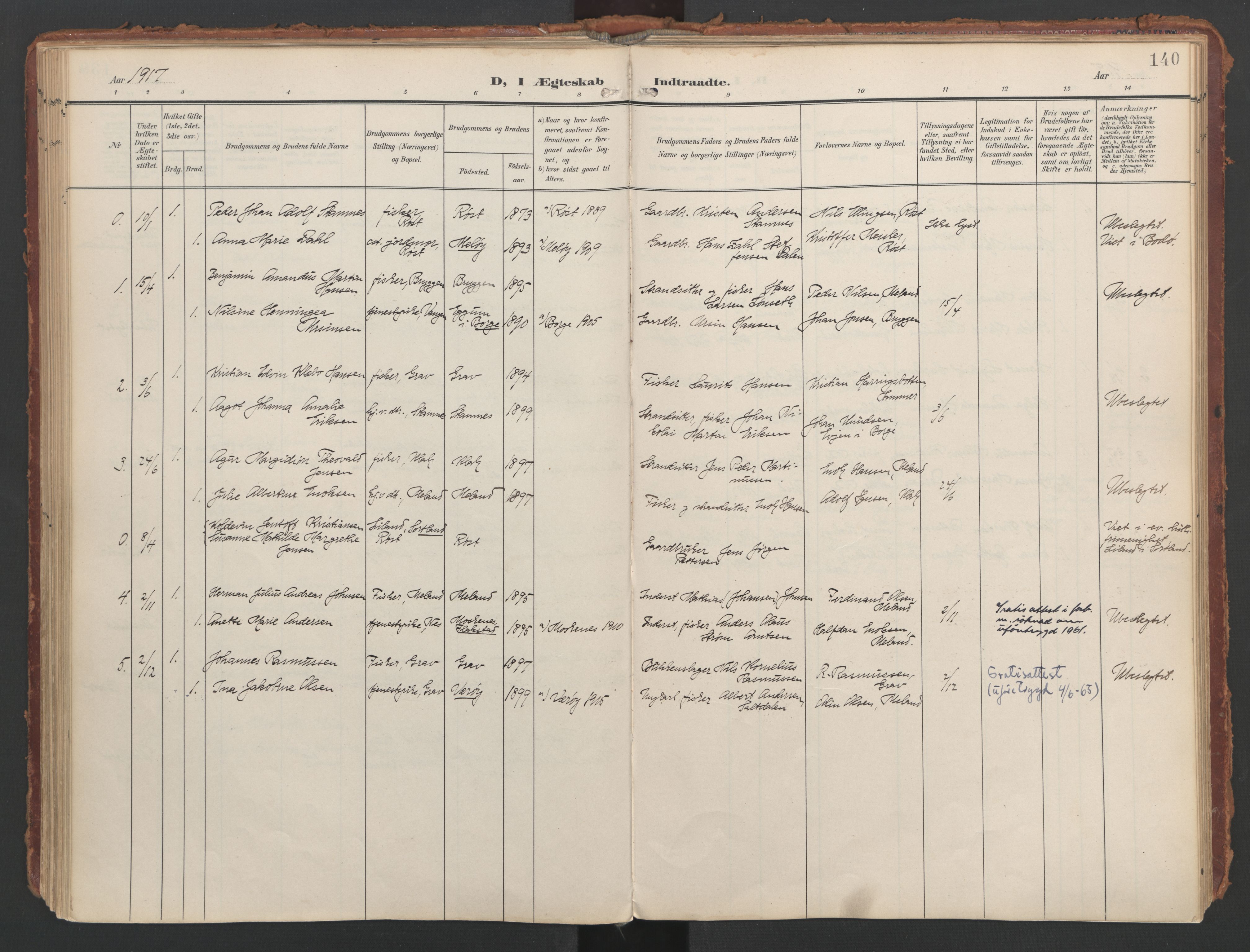 Ministerialprotokoller, klokkerbøker og fødselsregistre - Nordland, AV/SAT-A-1459/808/L0129: Ministerialbok nr. 808A02, 1903-1931, s. 140